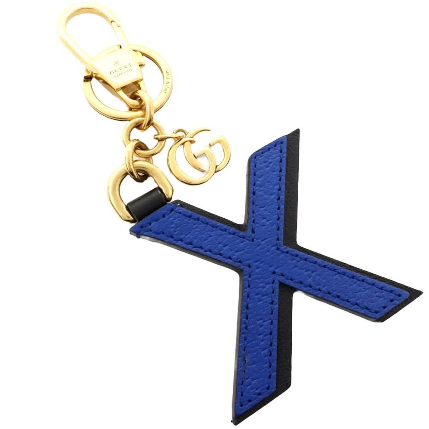 GUCCI Gucci Key Ring Alphabet X Bag Charm Leather Beige Blue Black