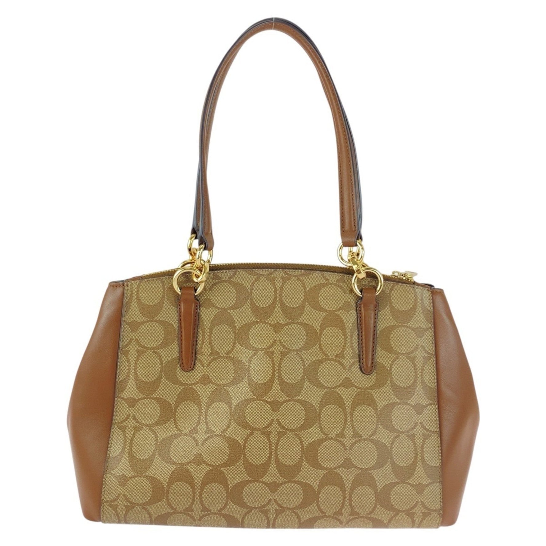 COACH Signature Brown/Beige with Gold Hardware Handbag/Shoulder Bag