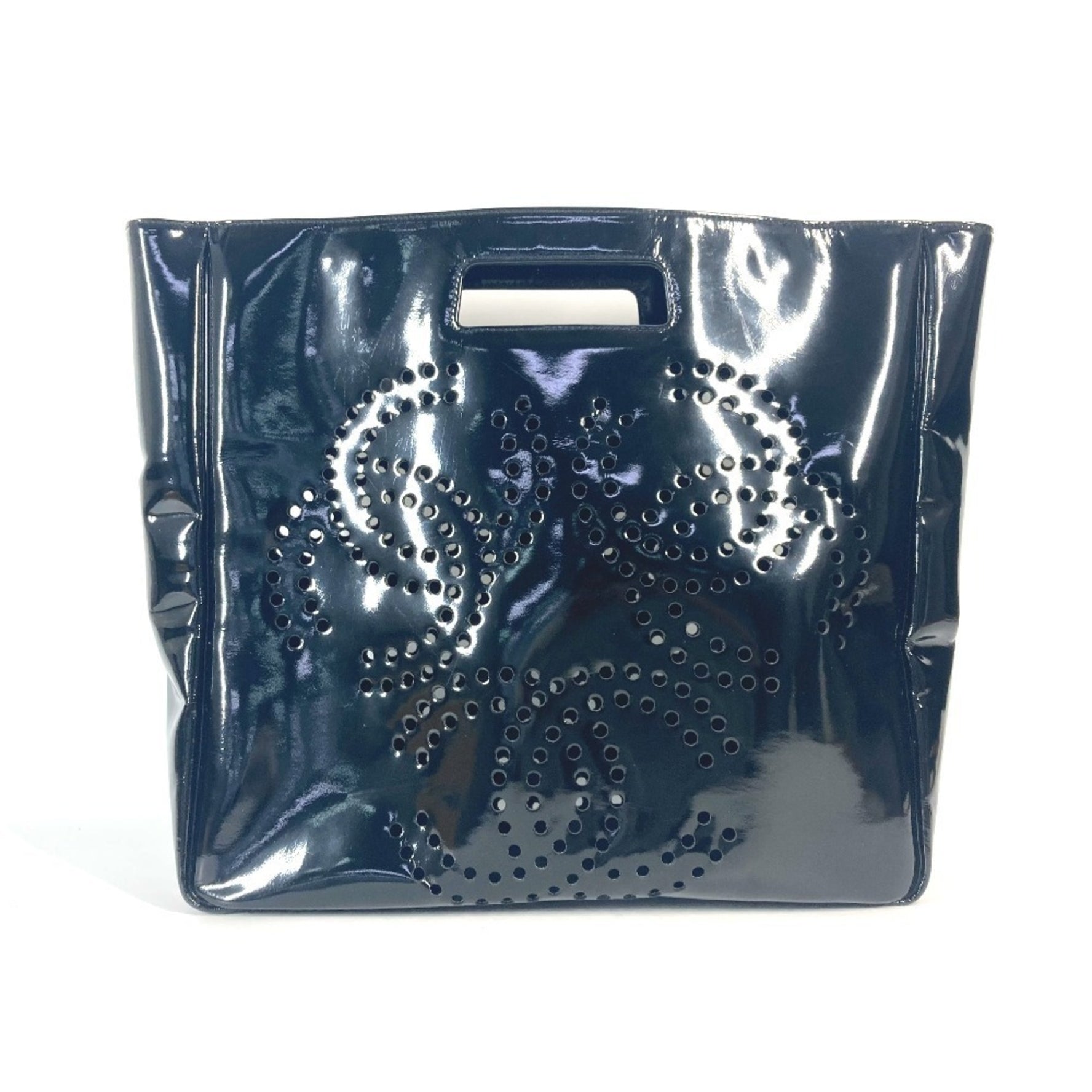 CHANEL Chanel Punching Logo Triple Coco CC Mark Big Bag Handbag Enamel Women's Black