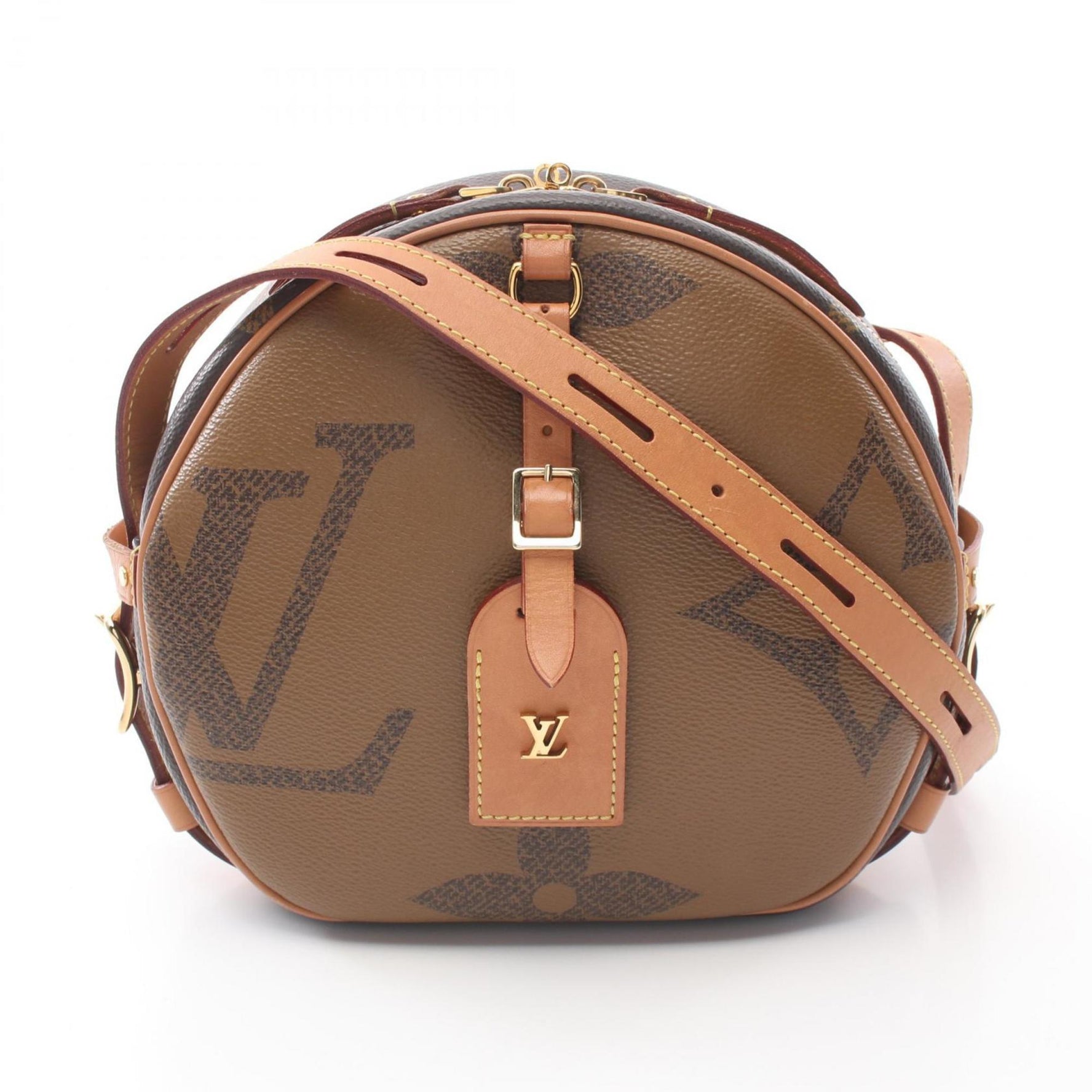 Louis Vuitton Boite Chapeau Souple Shoulder Bag Coated Canvas Leather Monogram Giant Reverse Brown