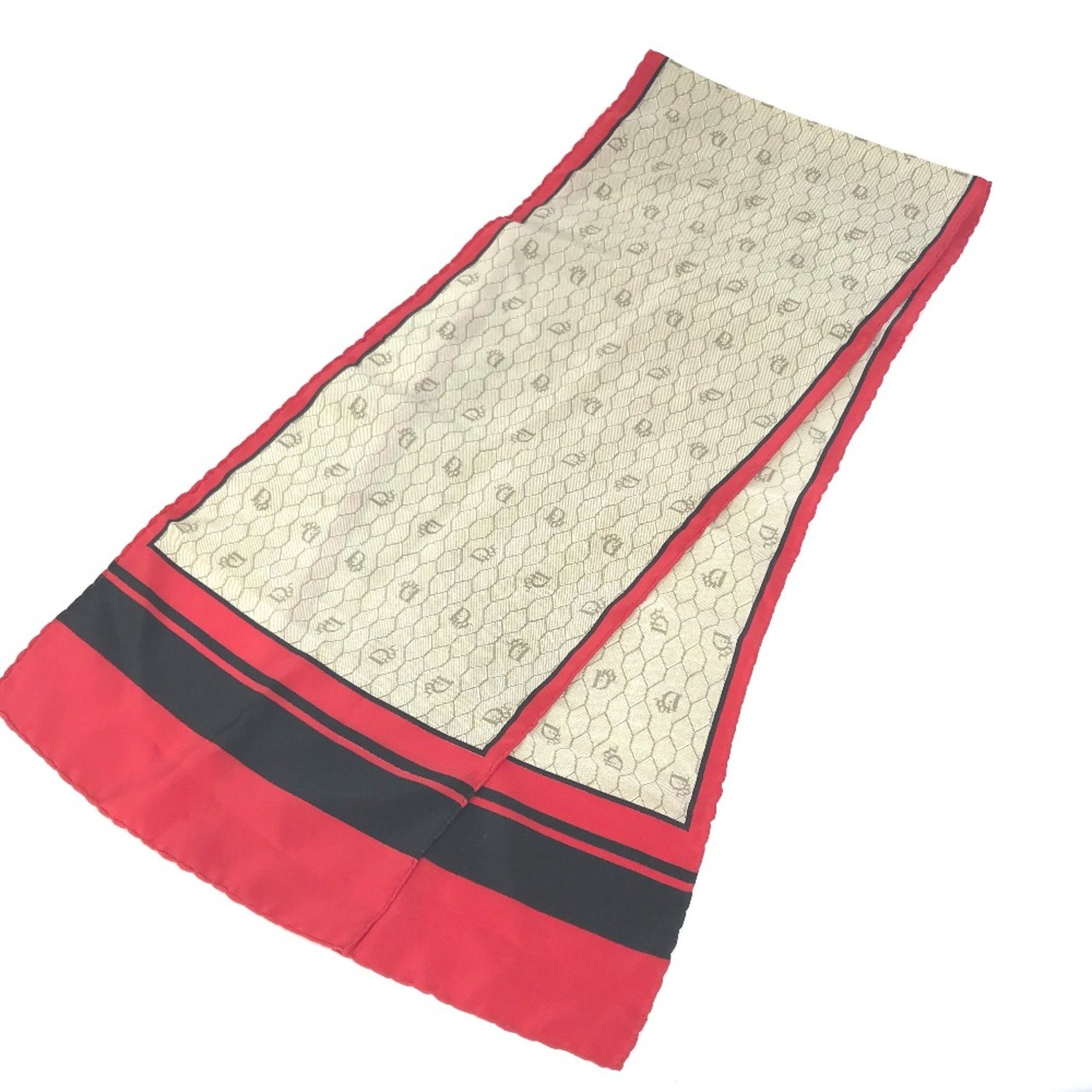 Christian Dior Honeycomb handkerchief Scarf x Red x Black