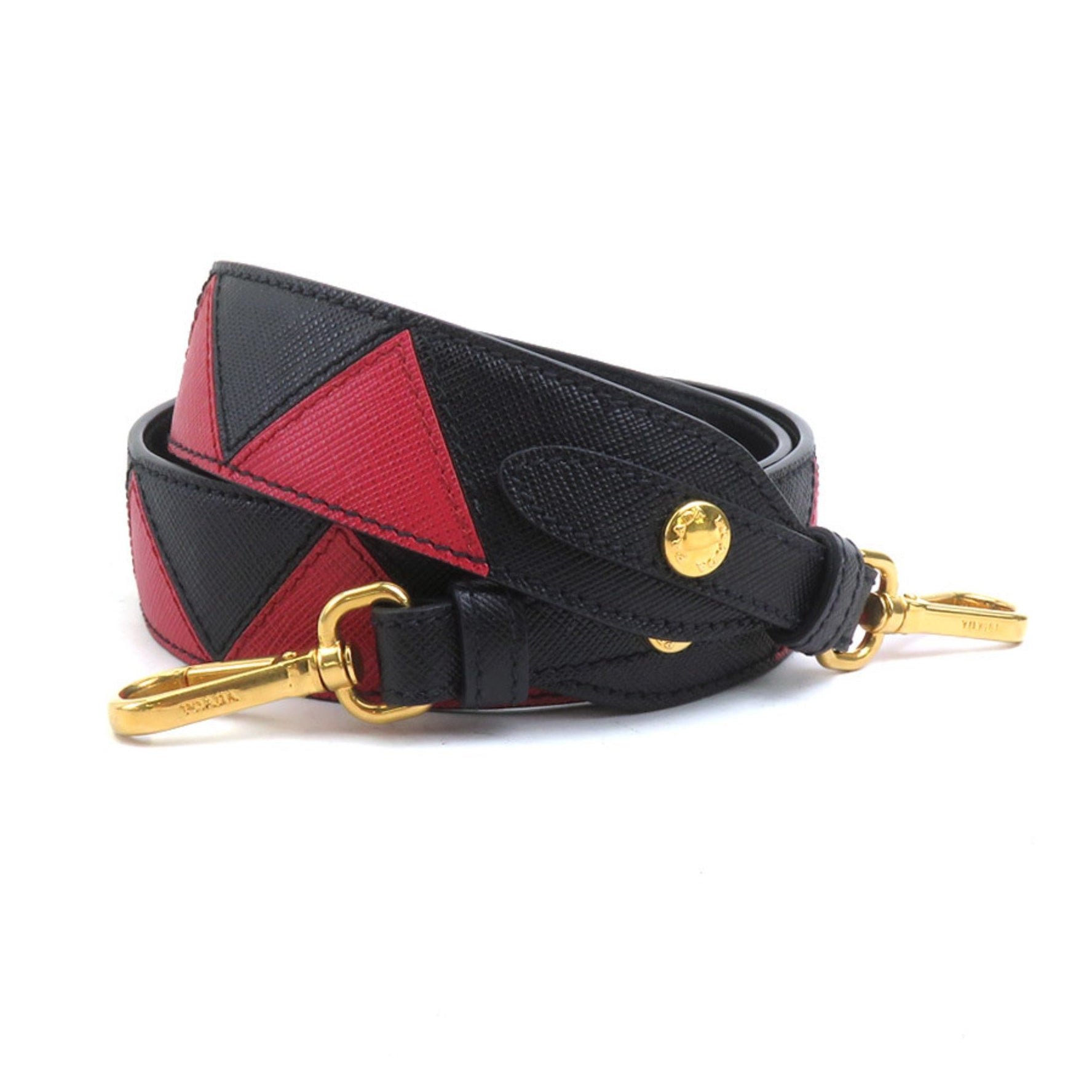 PRADA Shoulder Strap Leather Black Red Women's