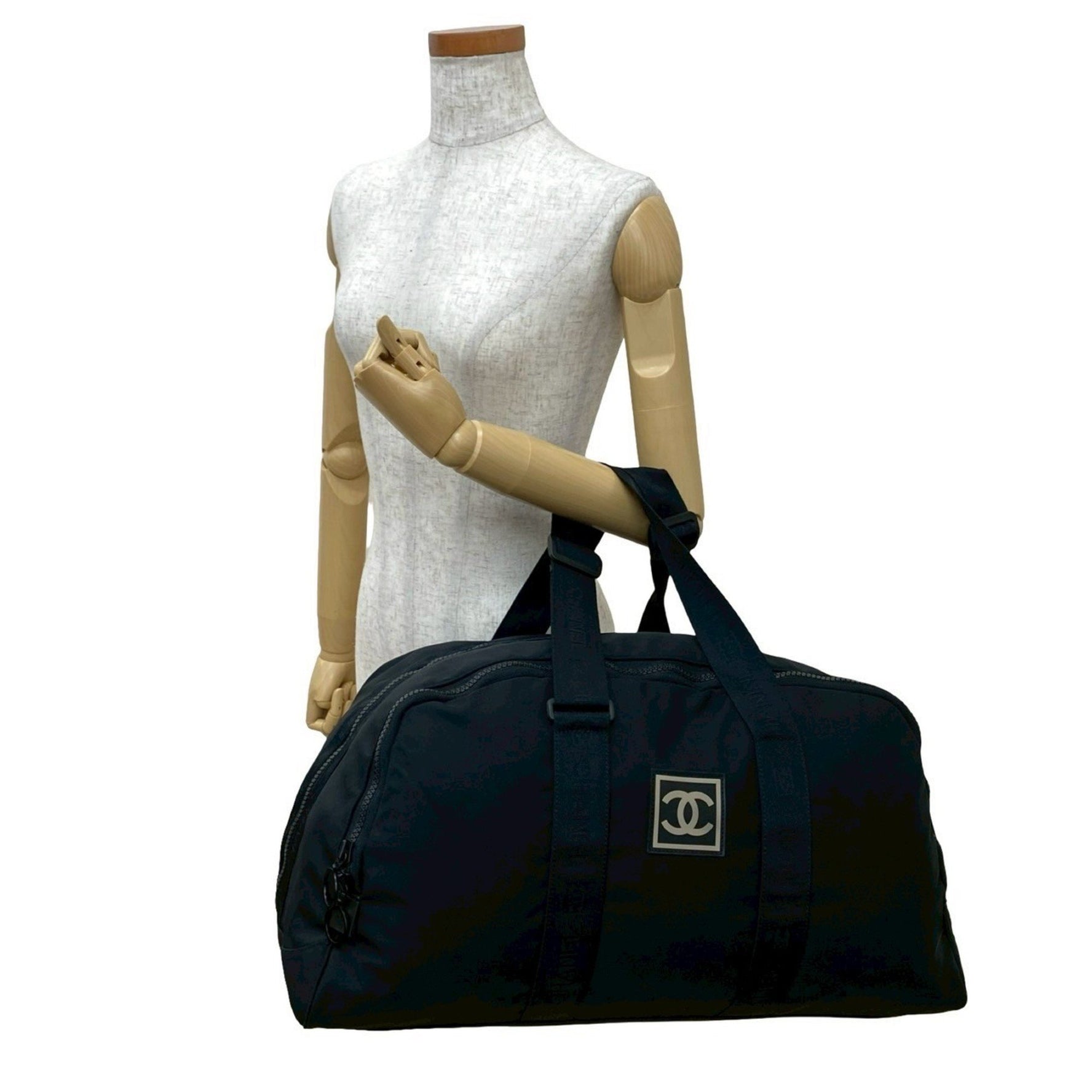 CHANEL Coco Mark Nylon Boston Bag, Handbag, Shoulder