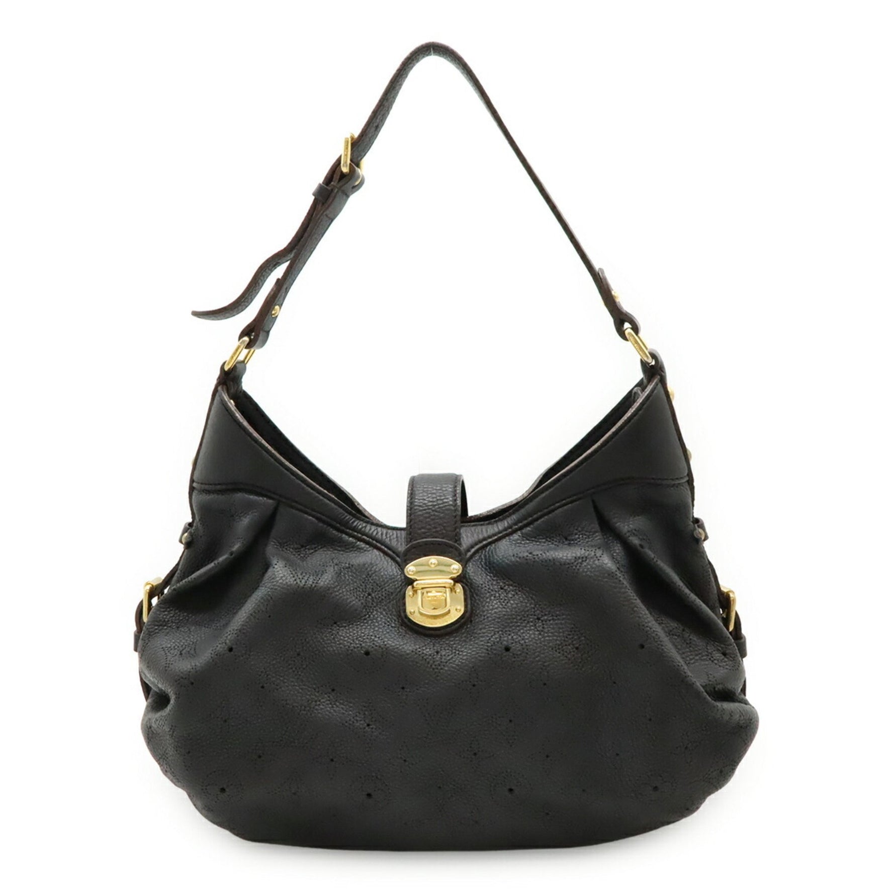 LOUIS VUITTON Monogram Mahina XS Shoulder Bag in Black Leather (Noir)