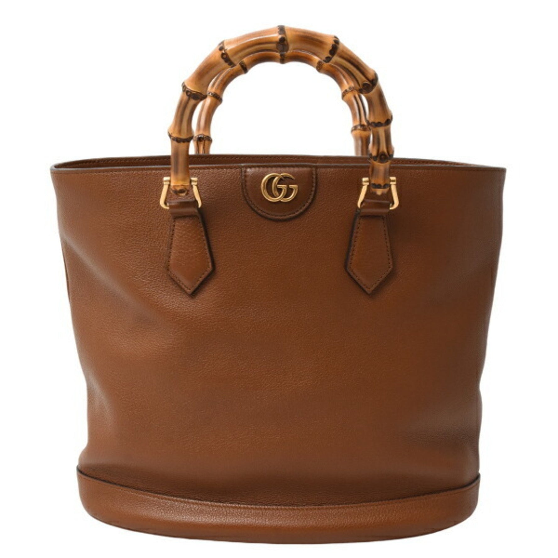 Gucci Bamboo Diana Bucket-Shaped Medium Tote Bag in Brown Leather (GUCCI