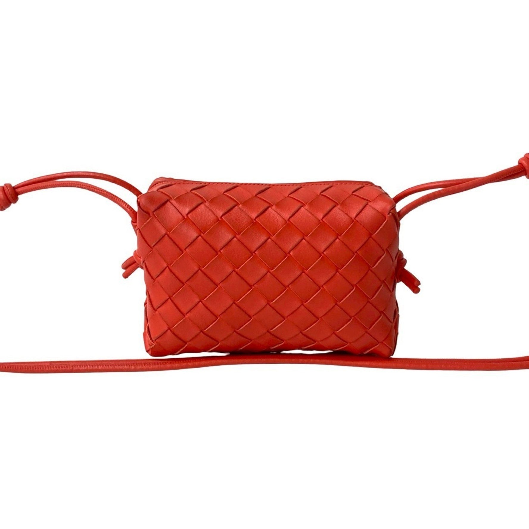 BOTTEGA VENETA Mini Loop Intrecciato Leather Shoulder Bag in Red