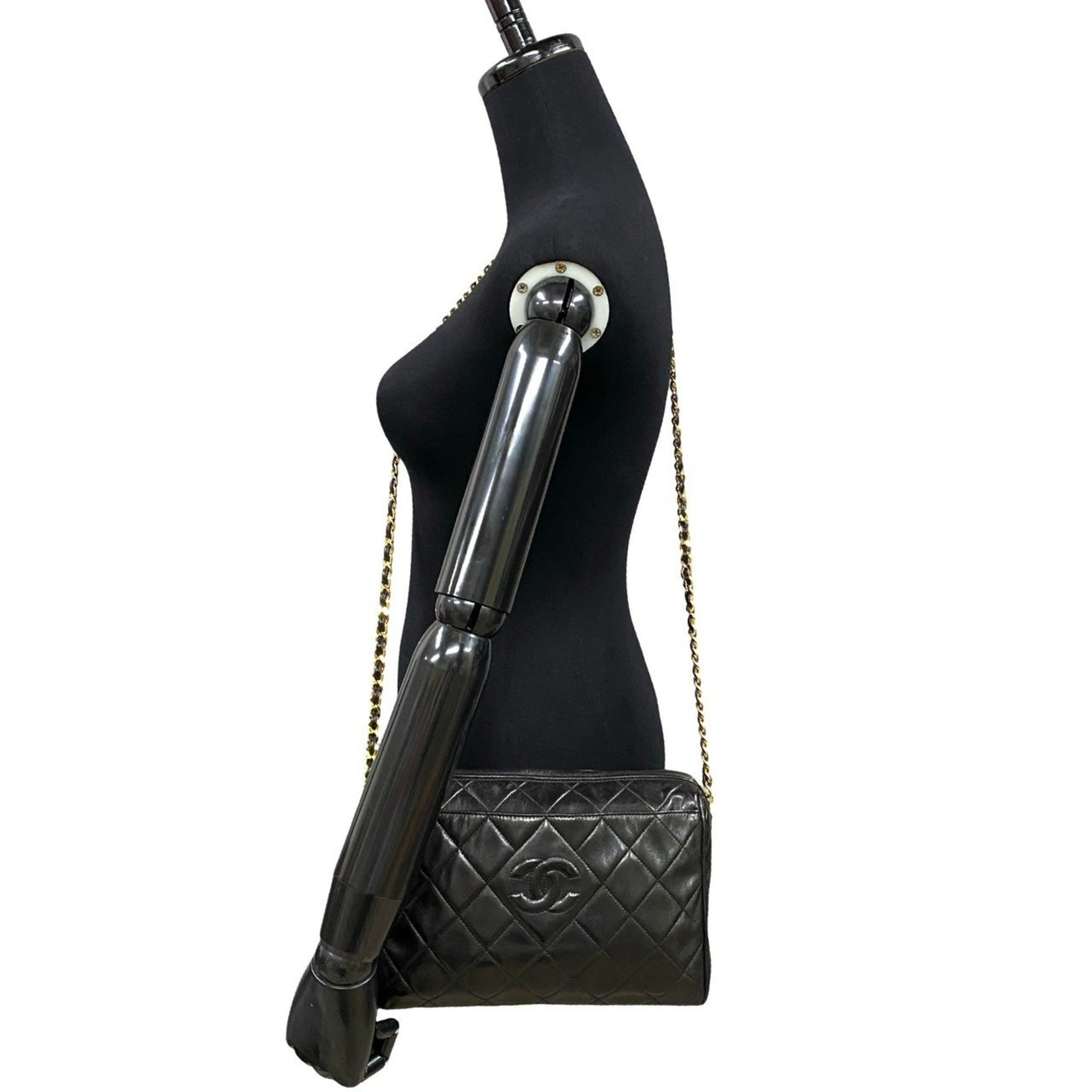 CHANEL Matelasse Coco Mark Lambskin Leather Tassel Chain Shoulder Bag