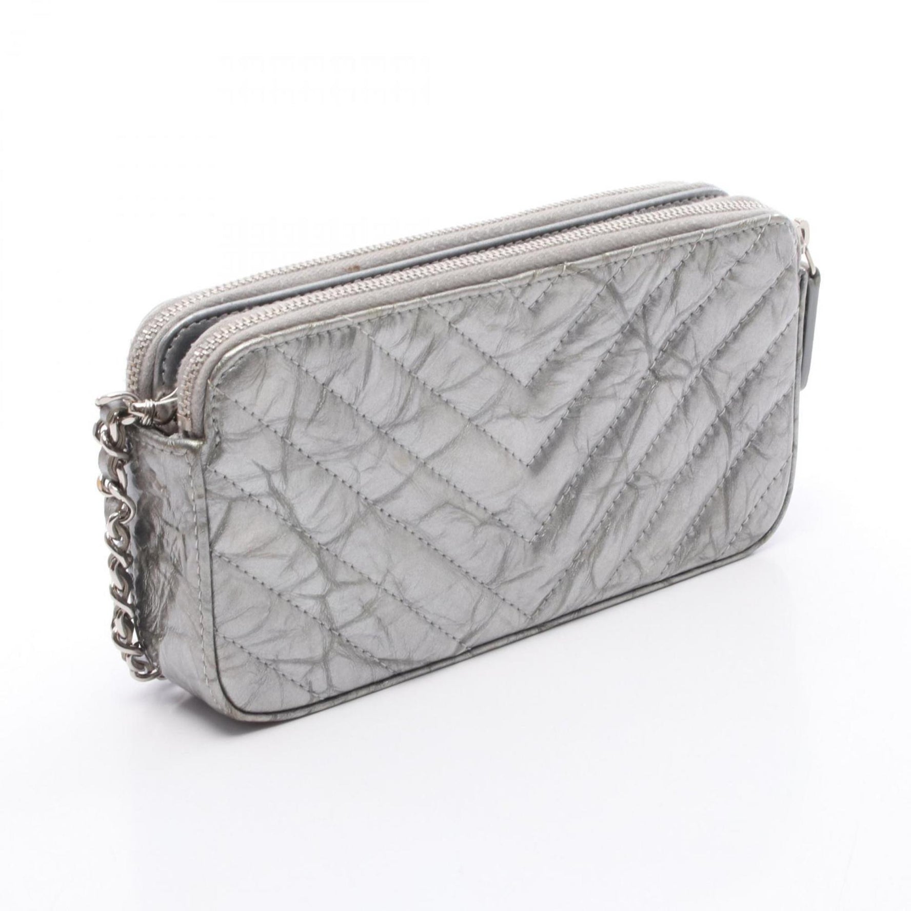 CHANEL Chevron V-Stitch Shoulder Bag, Leather