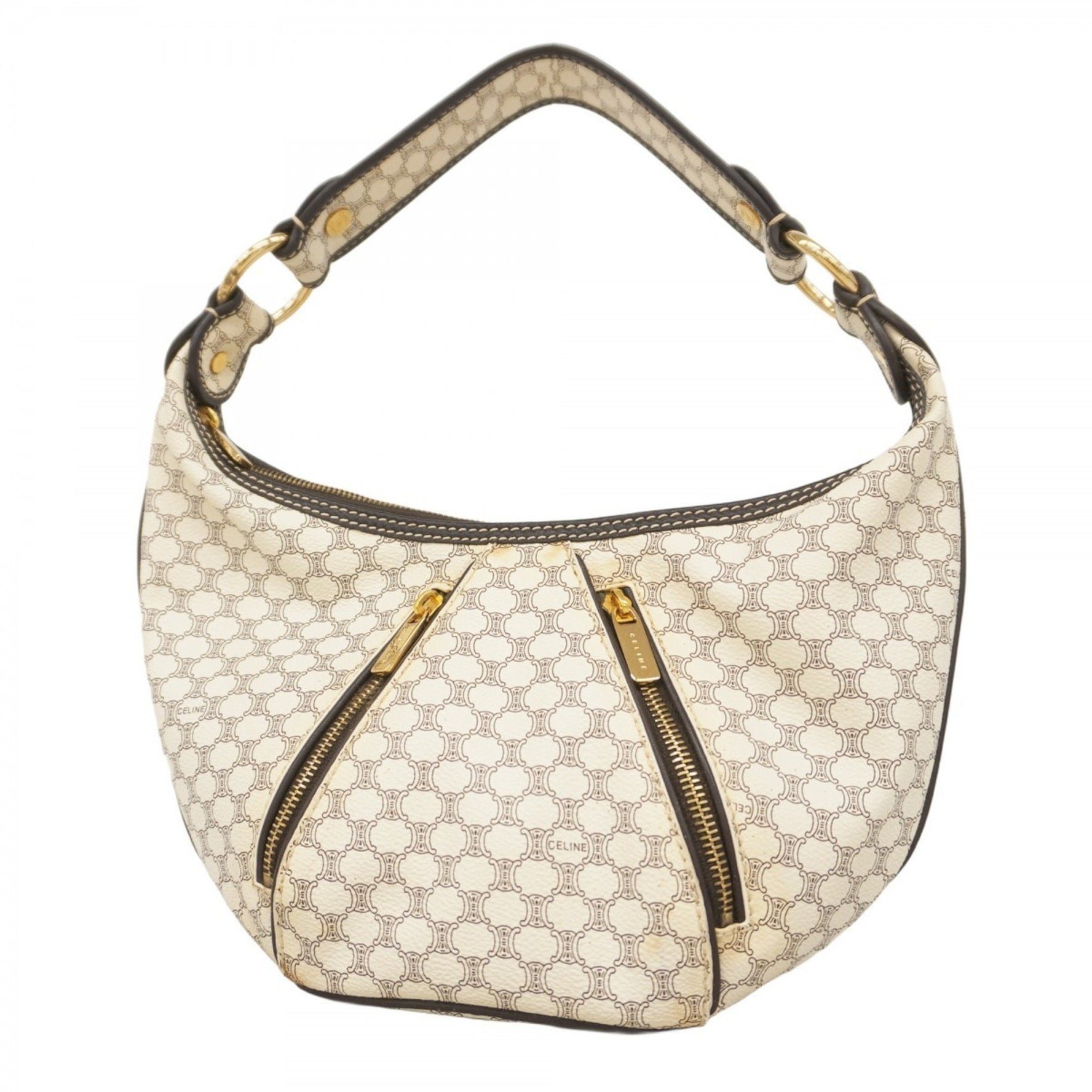 Celine handbag Macadam ivory brown women's