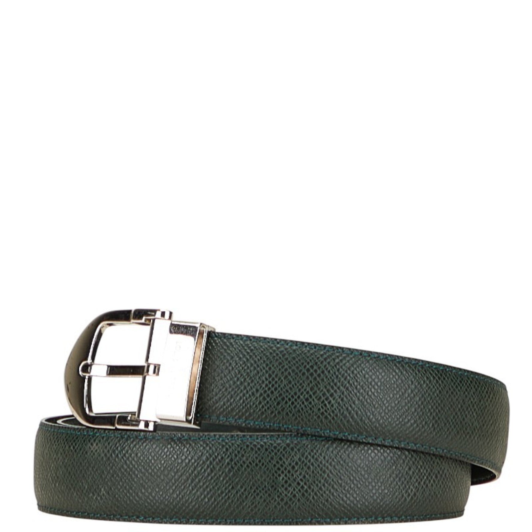 Louis Vuitton Taiga Santur Classic Belt 100 40 Episea Green Leather Metal LOUIS VUITTON