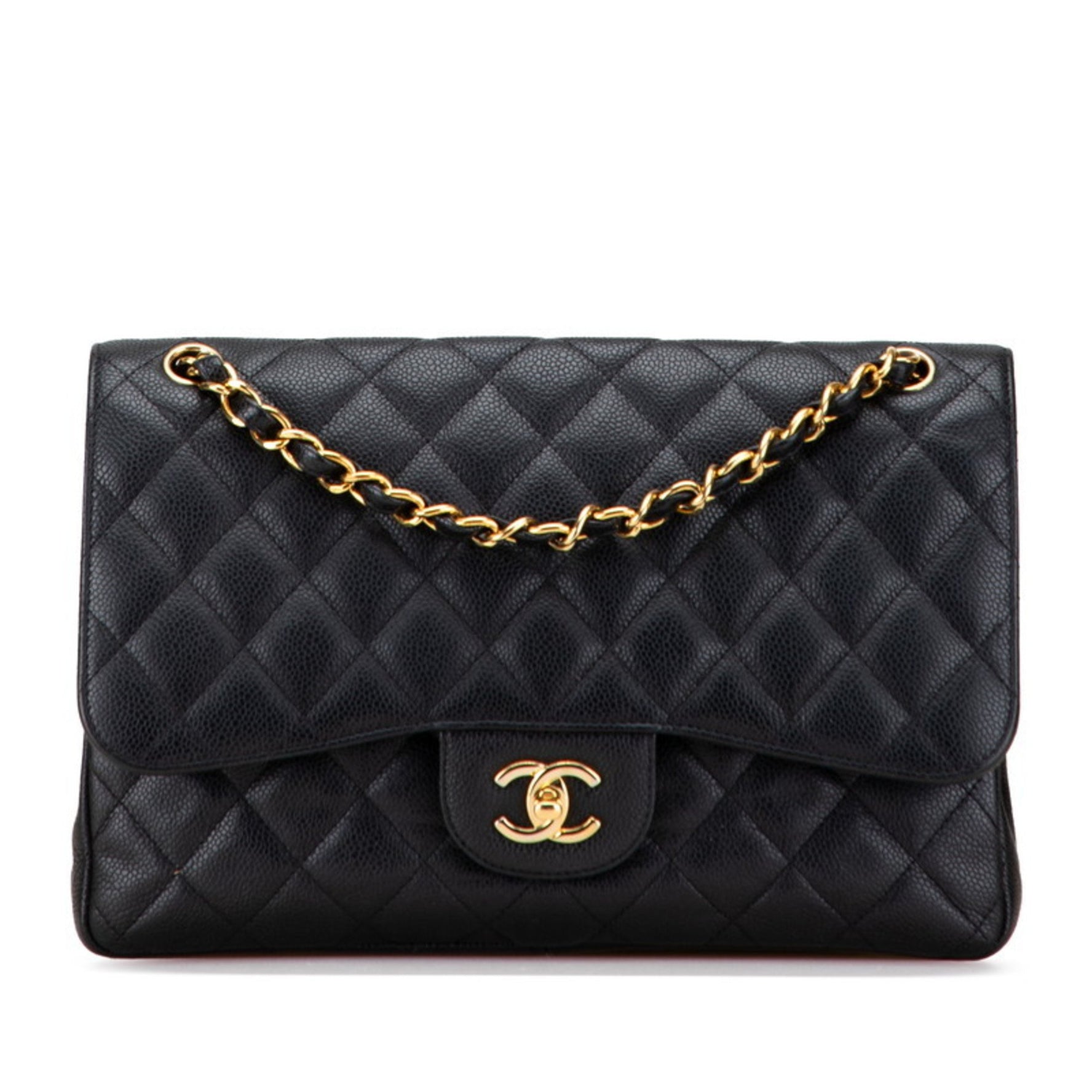 Chanel Matelasse Double Flap Shoulder Bag, Caviar Skin