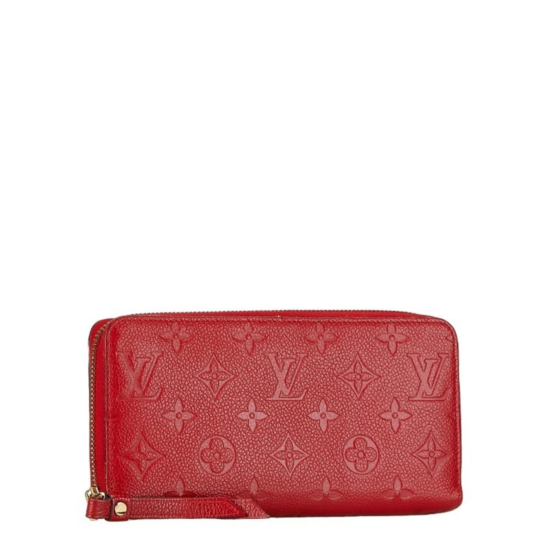 Louis Vuitton Monogram Empreinte Portefeuille Clemence Zippy Wallet Long Red Orian Leather