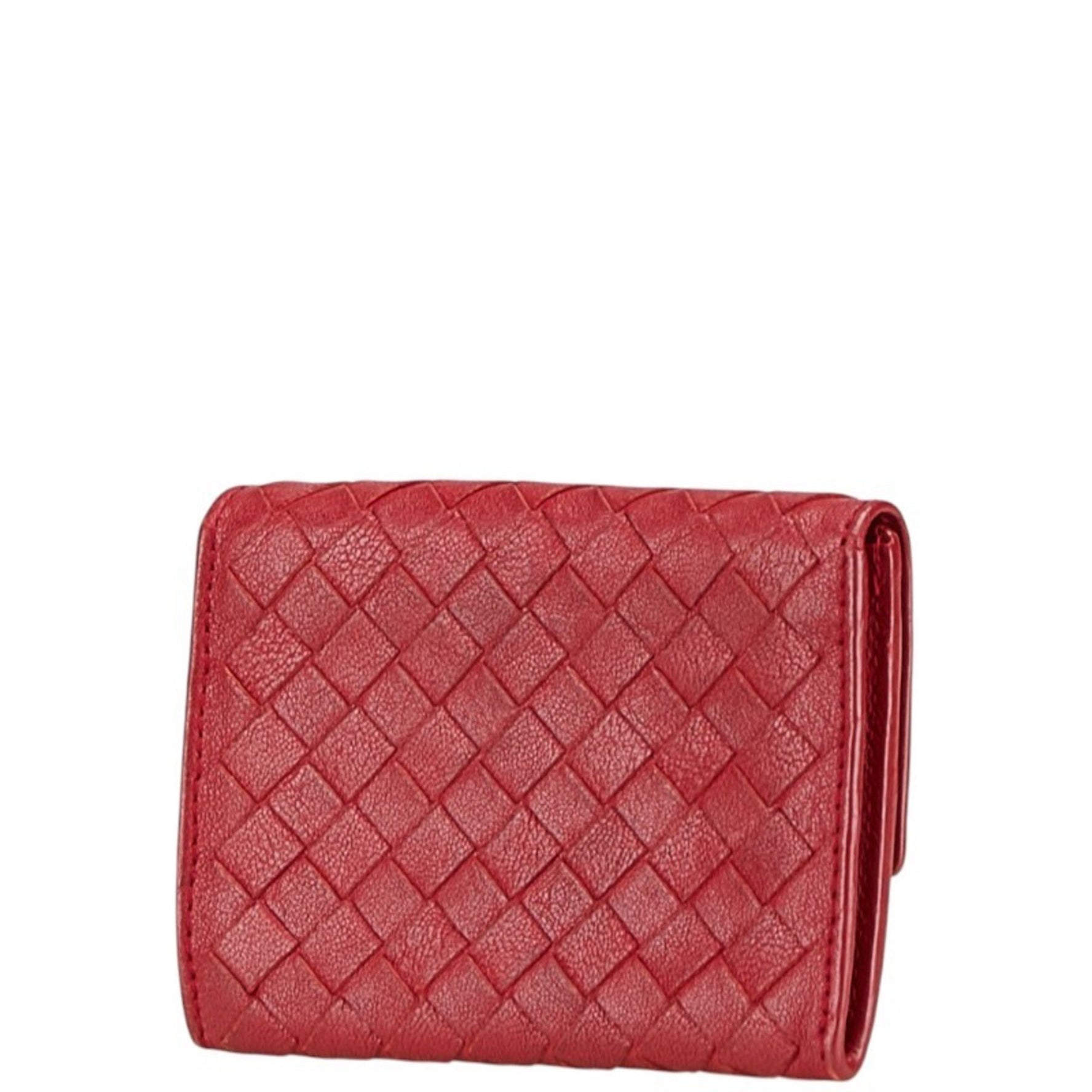 Bottega Veneta Intrecciato Card Case Red Leather BOTTEGAVENETA
