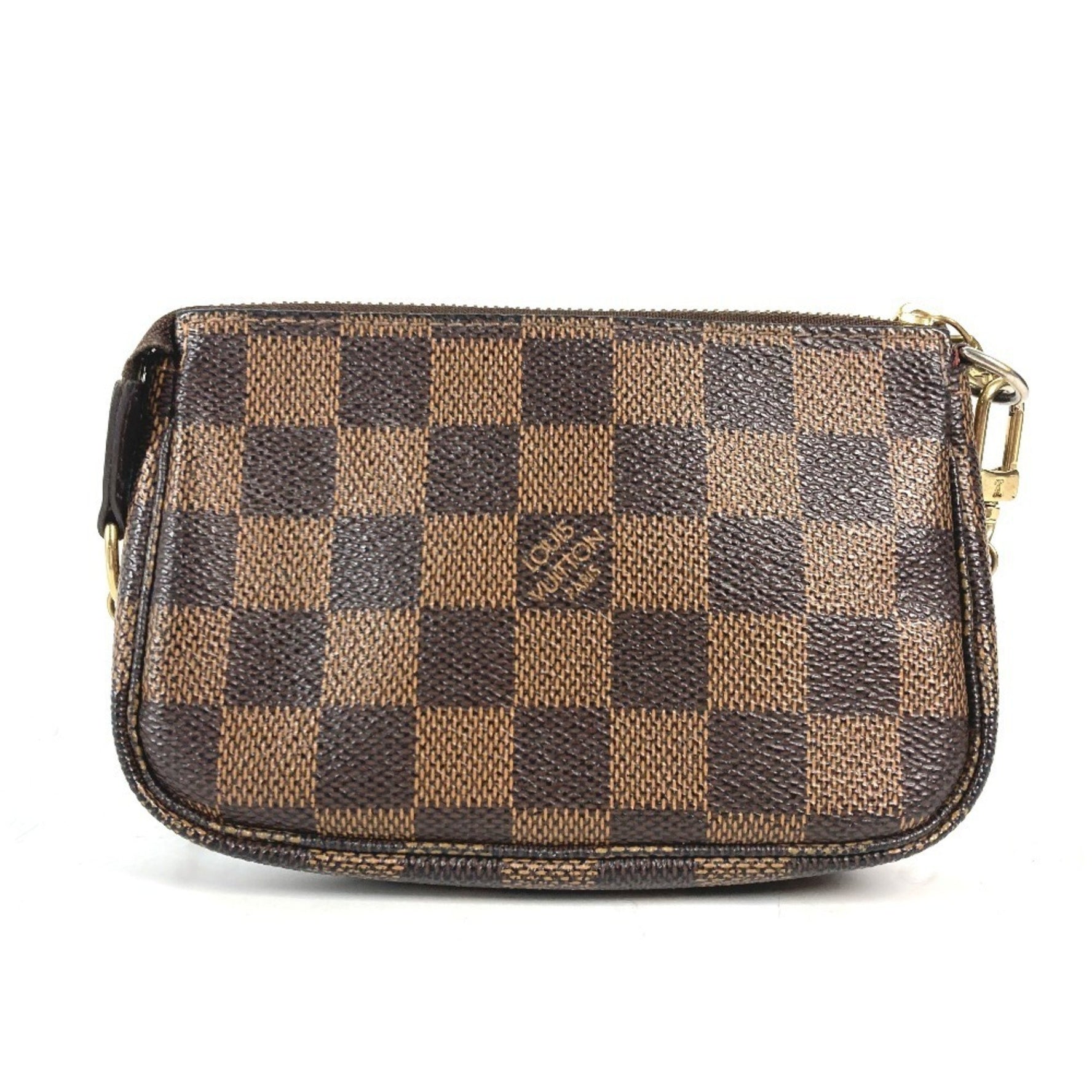 Louis Vuitton Damier T&B Mini Pochette Accessory Bag Pouch Chain Handbag Canvas Ebene Brown