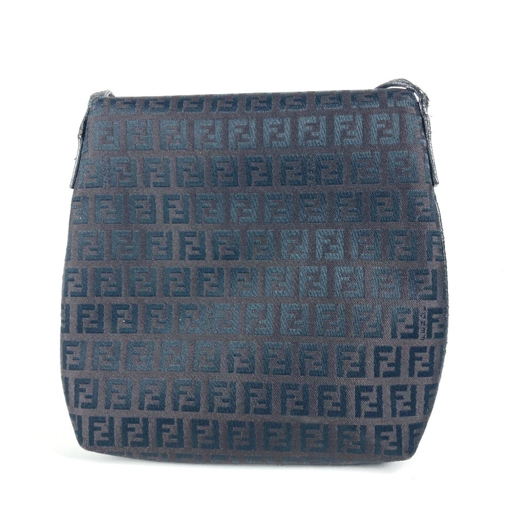FENDI Zucca Zucchino Bag Flap Pochette Crossbody Shoulder Canvas Leather