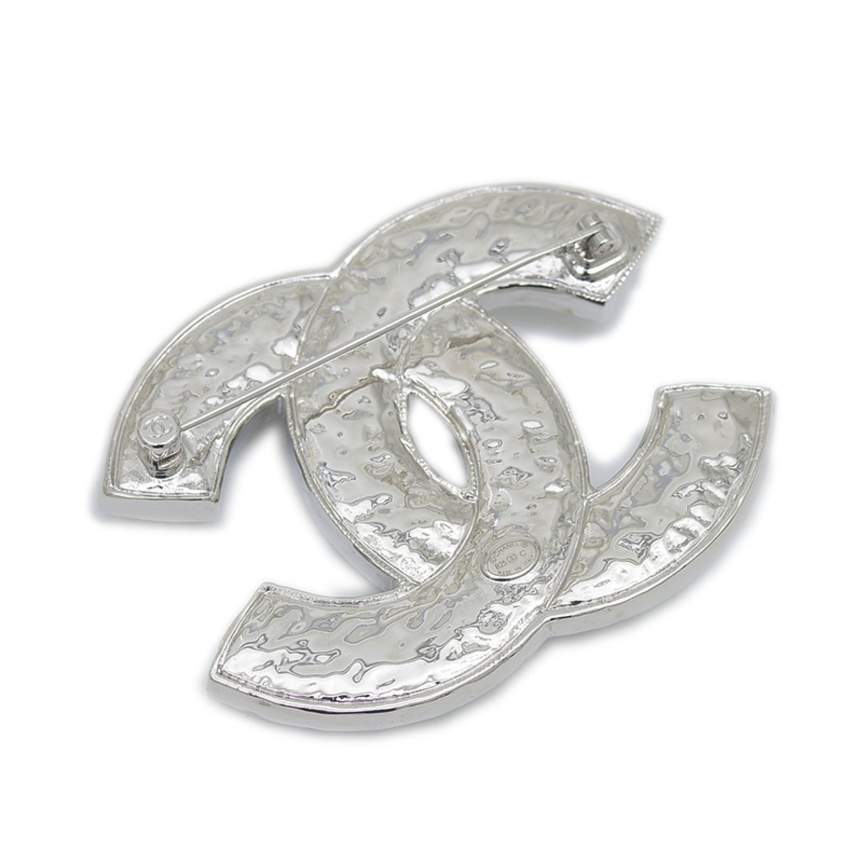 Chanel Coco Mark Metal Silver Brooch B25C BP