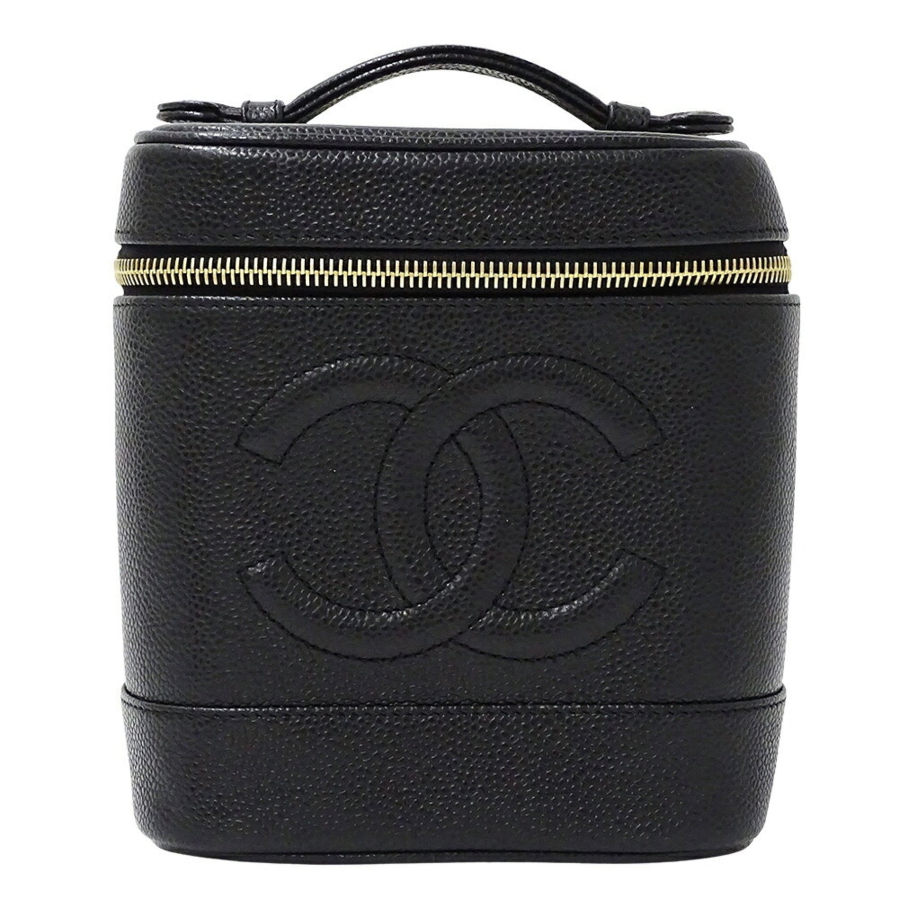 CHANEL Women's Vanity Bag Handbag in Black Caviar Leather with Coco Mark