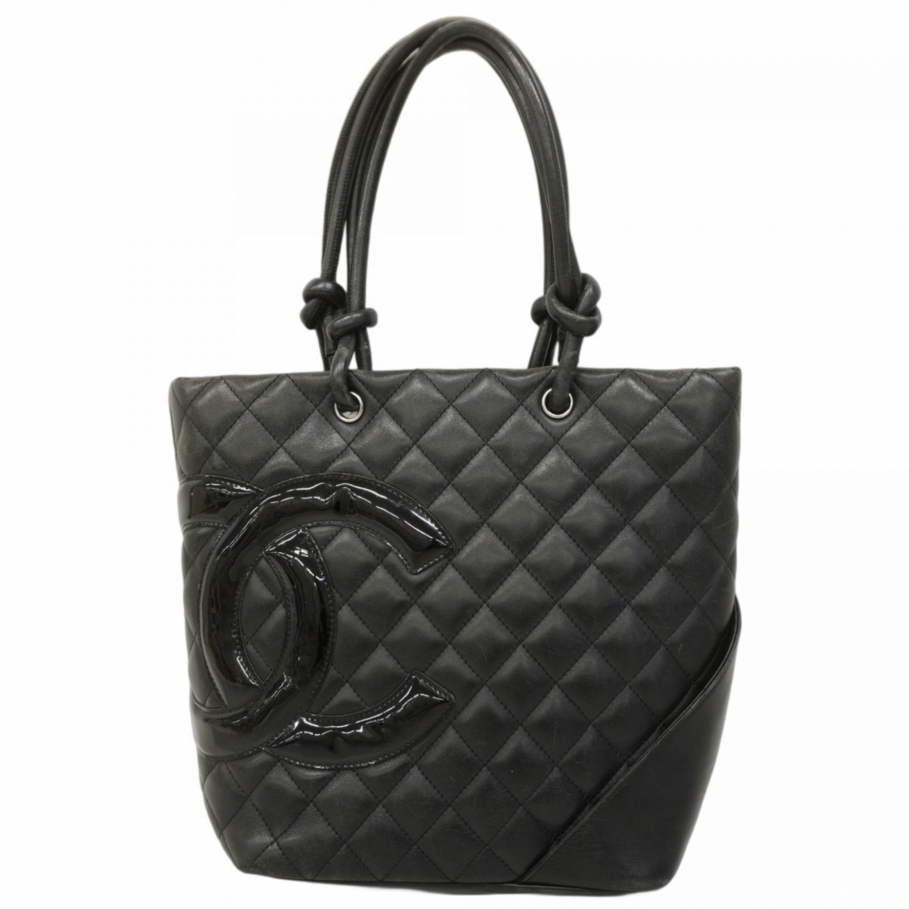 Chanel Cambon Tote Bag in Lambskin and Patent Leather, Black, Women's