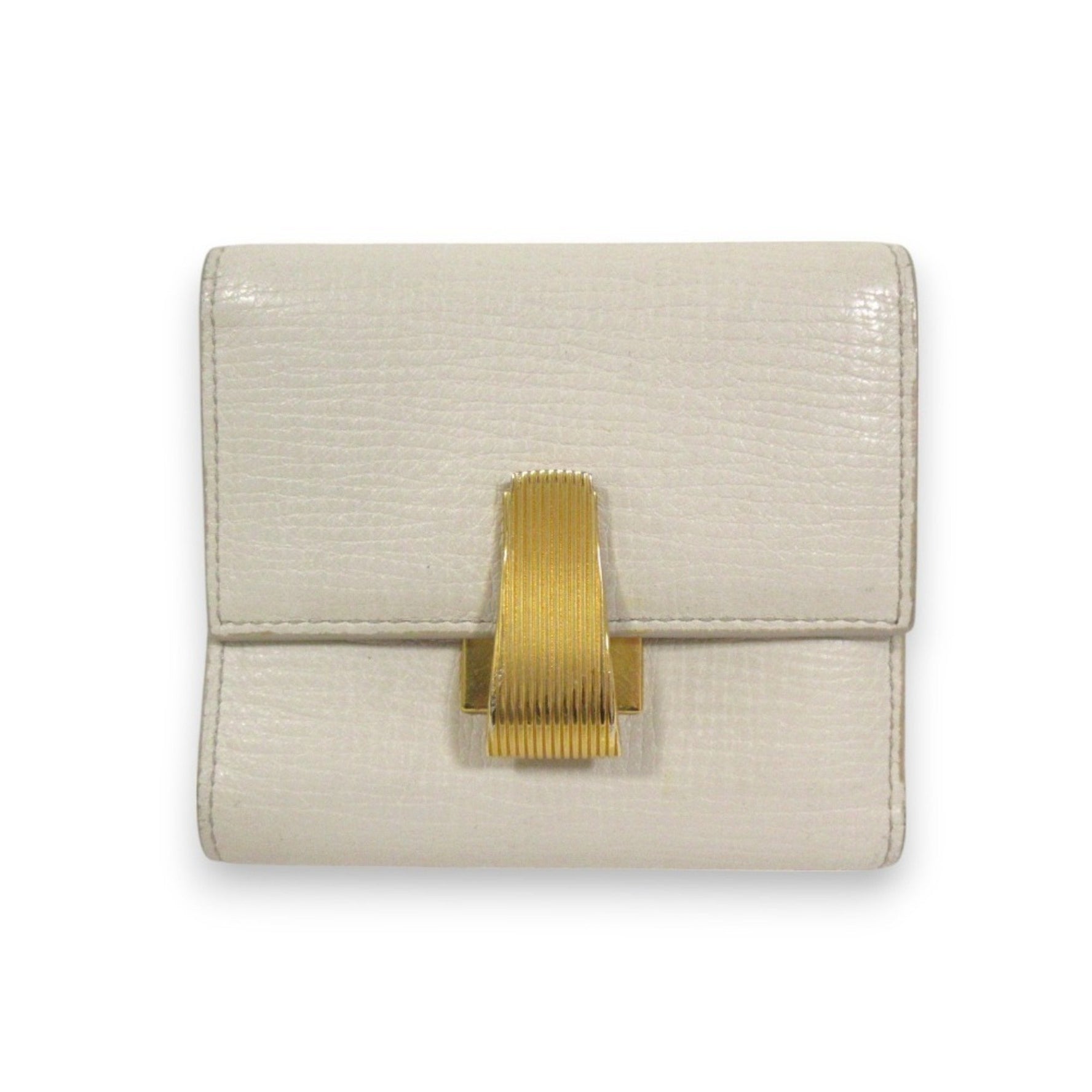 BOTTEGA VENETA Palmellato Leather Tri-Fold Wallet Compact x Gold Hardware
