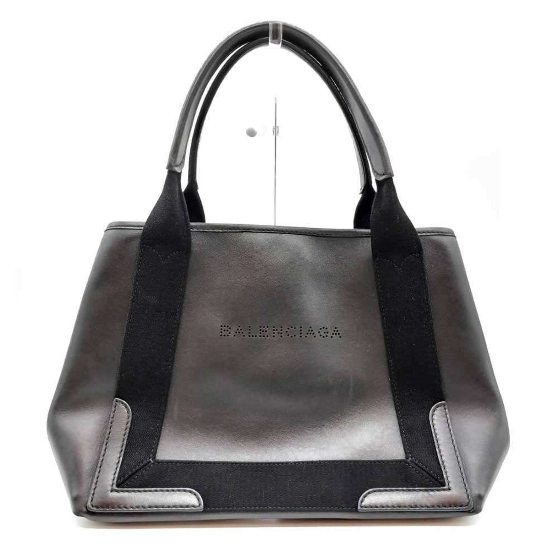 Balenciaga Navy Cabas S size Black Leather Handbag Tote Bag Punching Women's BALENCIAGA