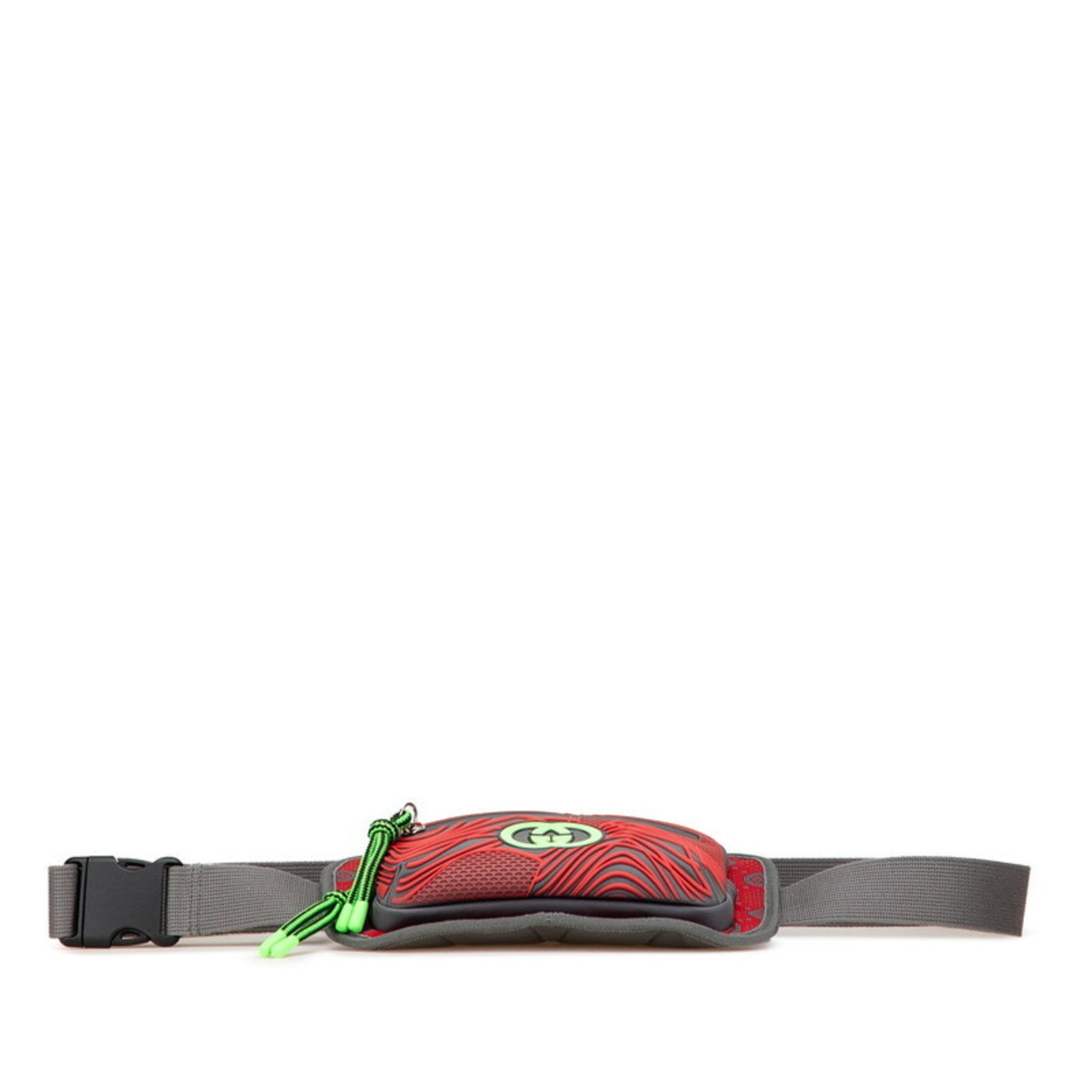 Gucci GG Nylon Belt Bag, Body Waist Gray, Red, Nylon, Rubber