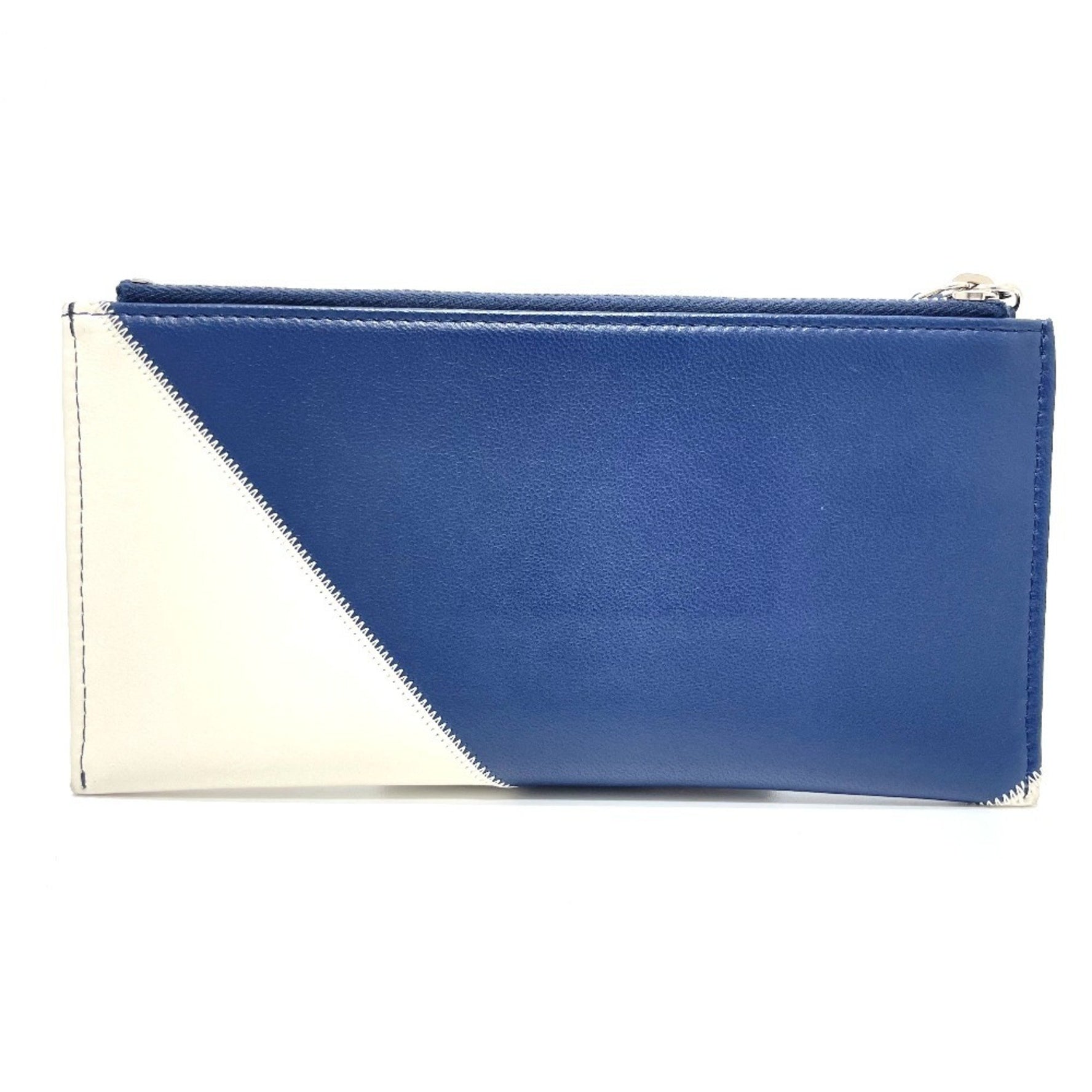 CHANEL CC Coco Mark Fringe Wallet Card Case Lambskin Blue/White/Red