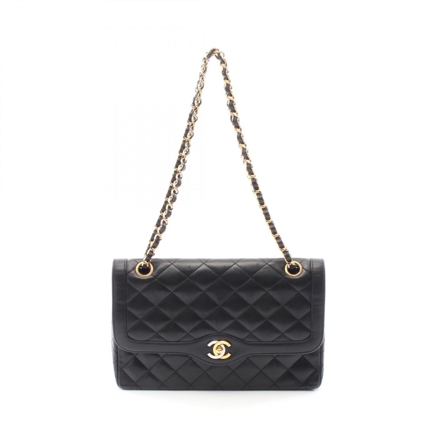 CHANEL Matelasse Paris Limited W flap shoulder bag lambskin (sheepskin) women's black