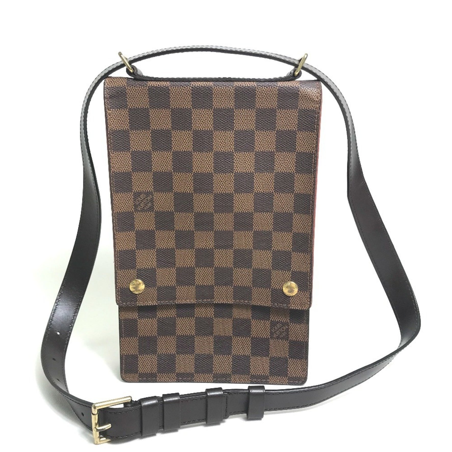 Louis Vuitton Damier Portobello Pochette Shoulder Bag in Canvas, Ebene Brown