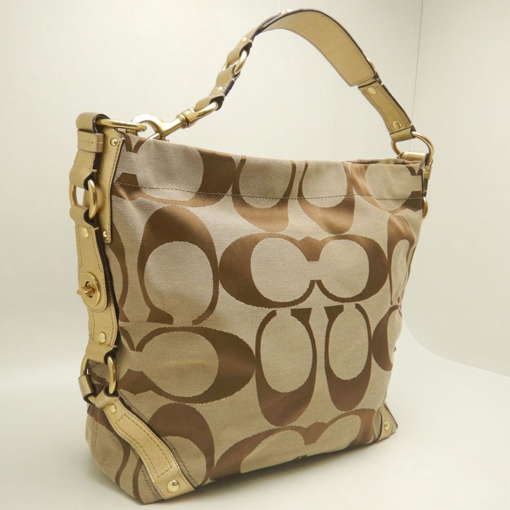 COACH Signature Bag Canvas and Leather Beige/Brown Outlet