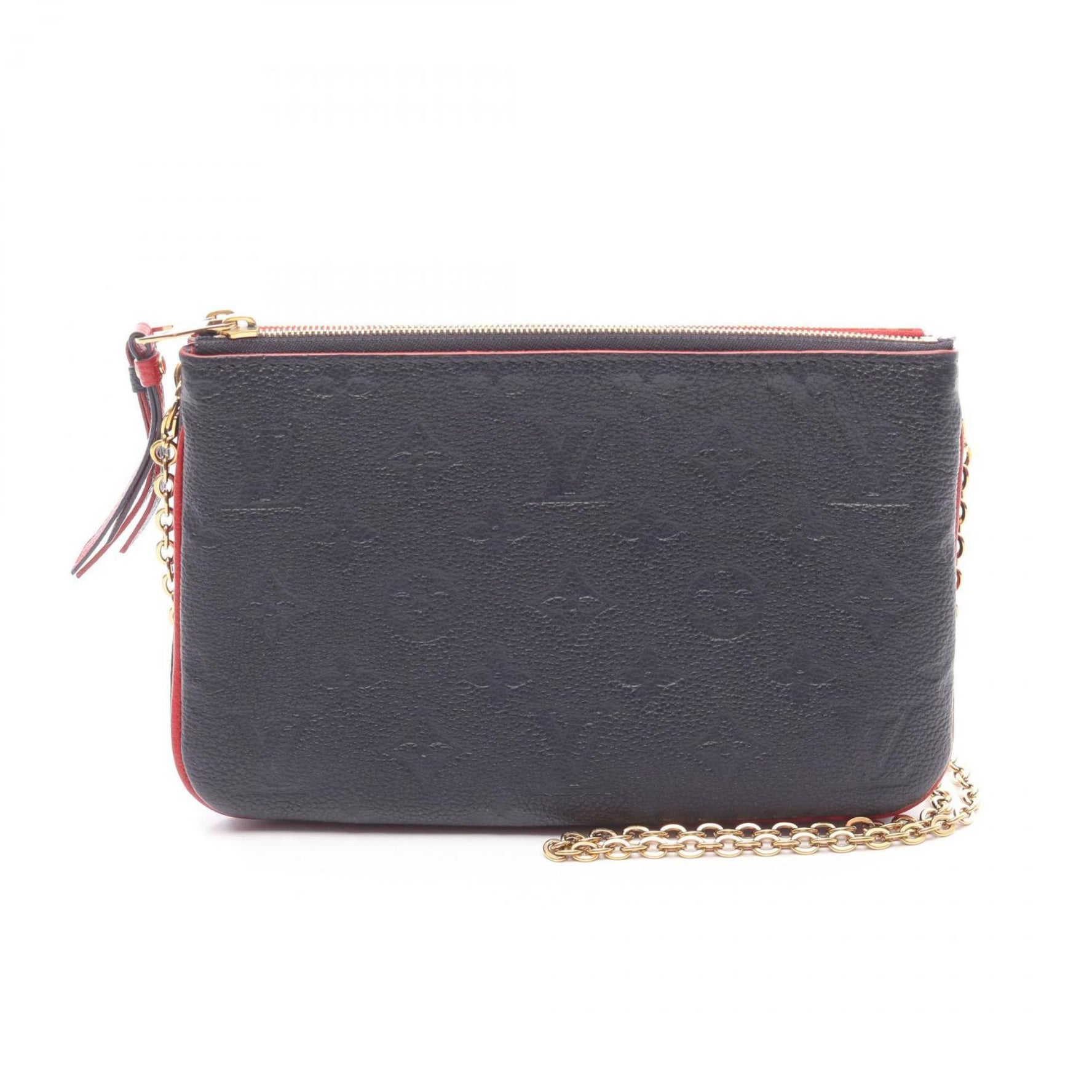Louis Vuitton Double Zip Pochette Monogram Empreinte Marine Rouge Leather Shoulder Bag, Navy and Red