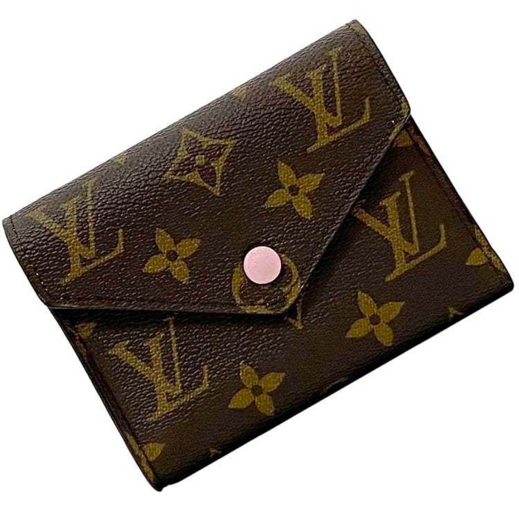 Louis Vuitton Tri-fold Wallet Portefeuille Victorine f-22367 Brown Pink Rose Ballerine Monogram M62360 Canvas FH4280 LOUIS VUITTON Compact Mini Folding