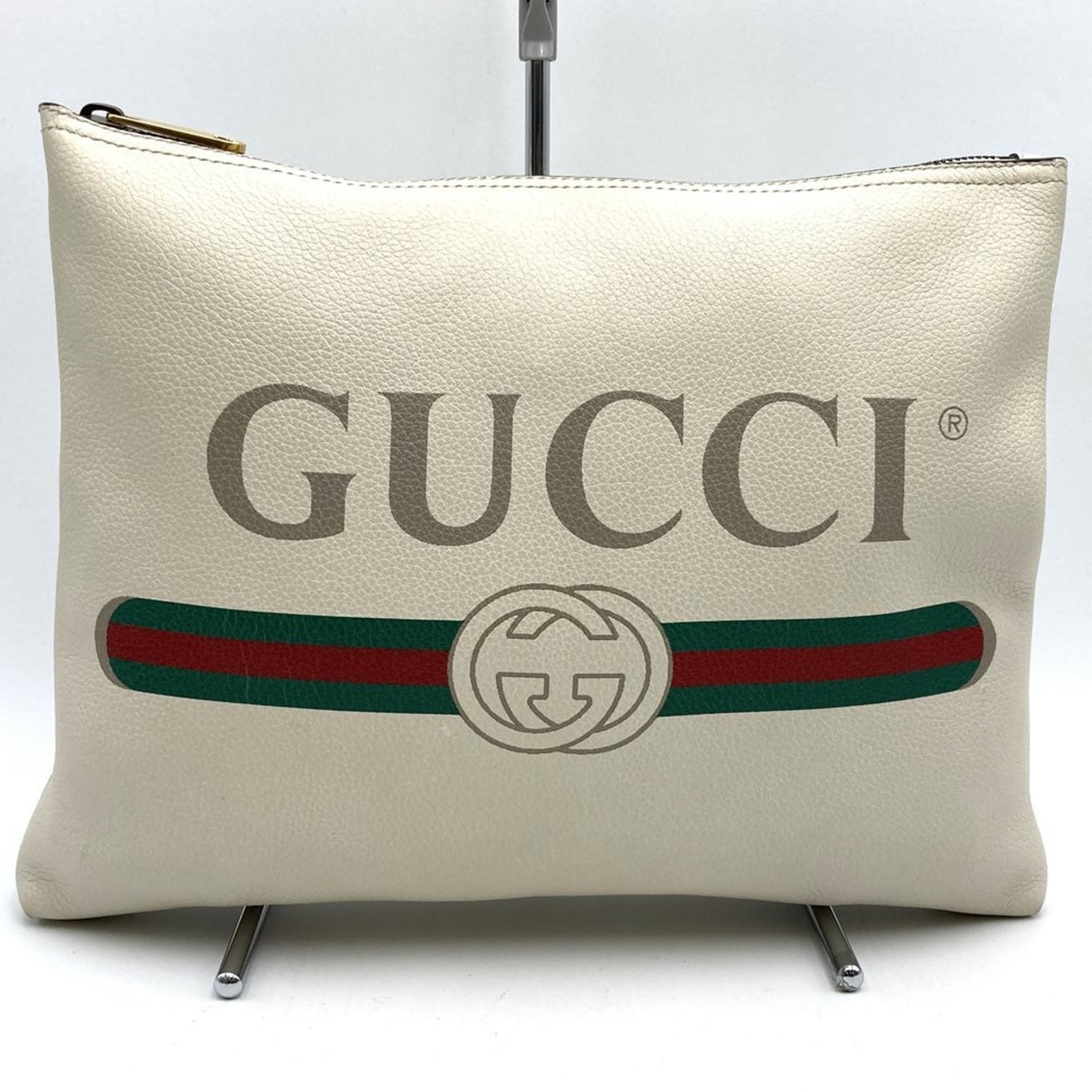 GUCCI Portfolio Clutch Bag in White Leather for Men and Women