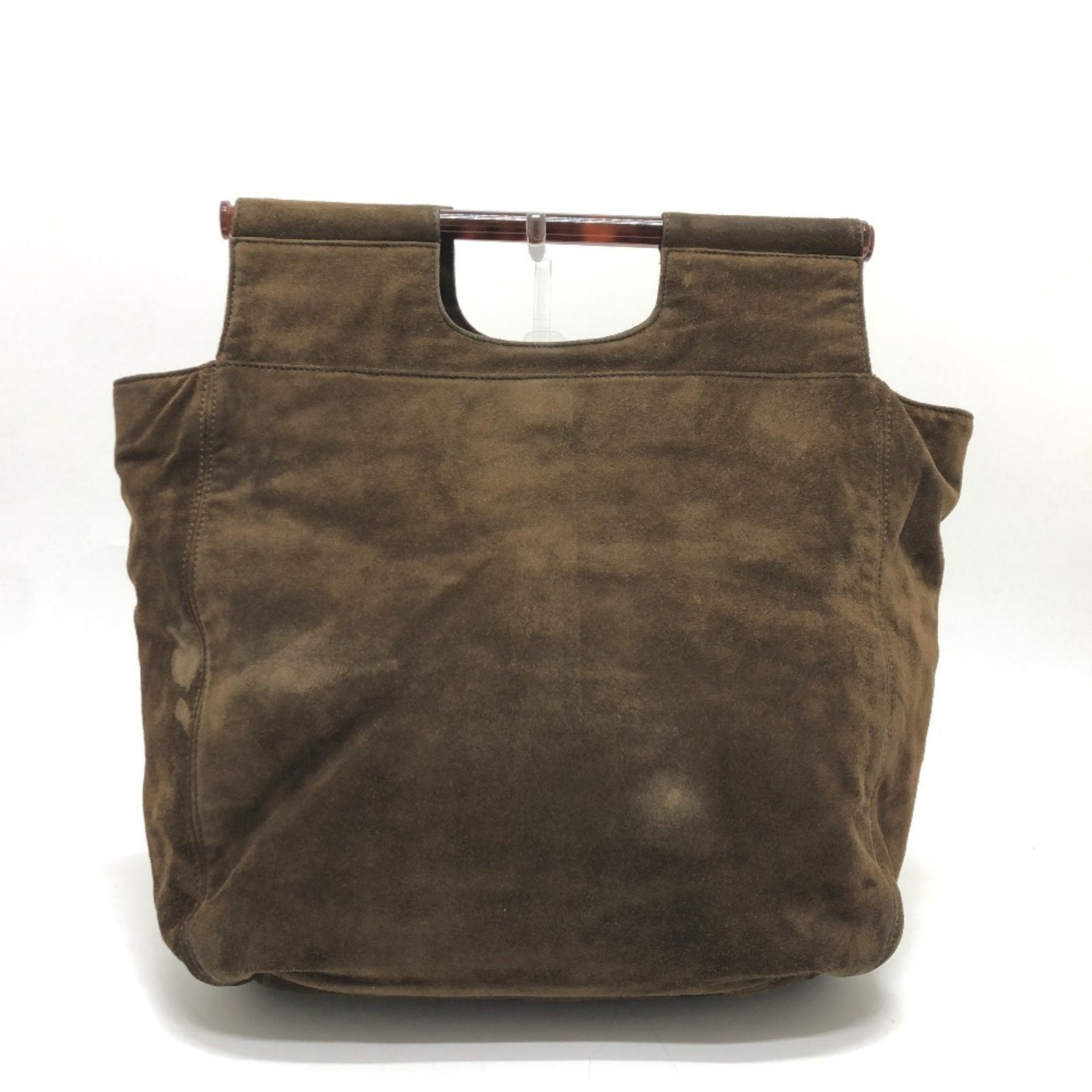 CHANEL CC Coco Mark Vintage Plastic Handle Tote Bag Suede