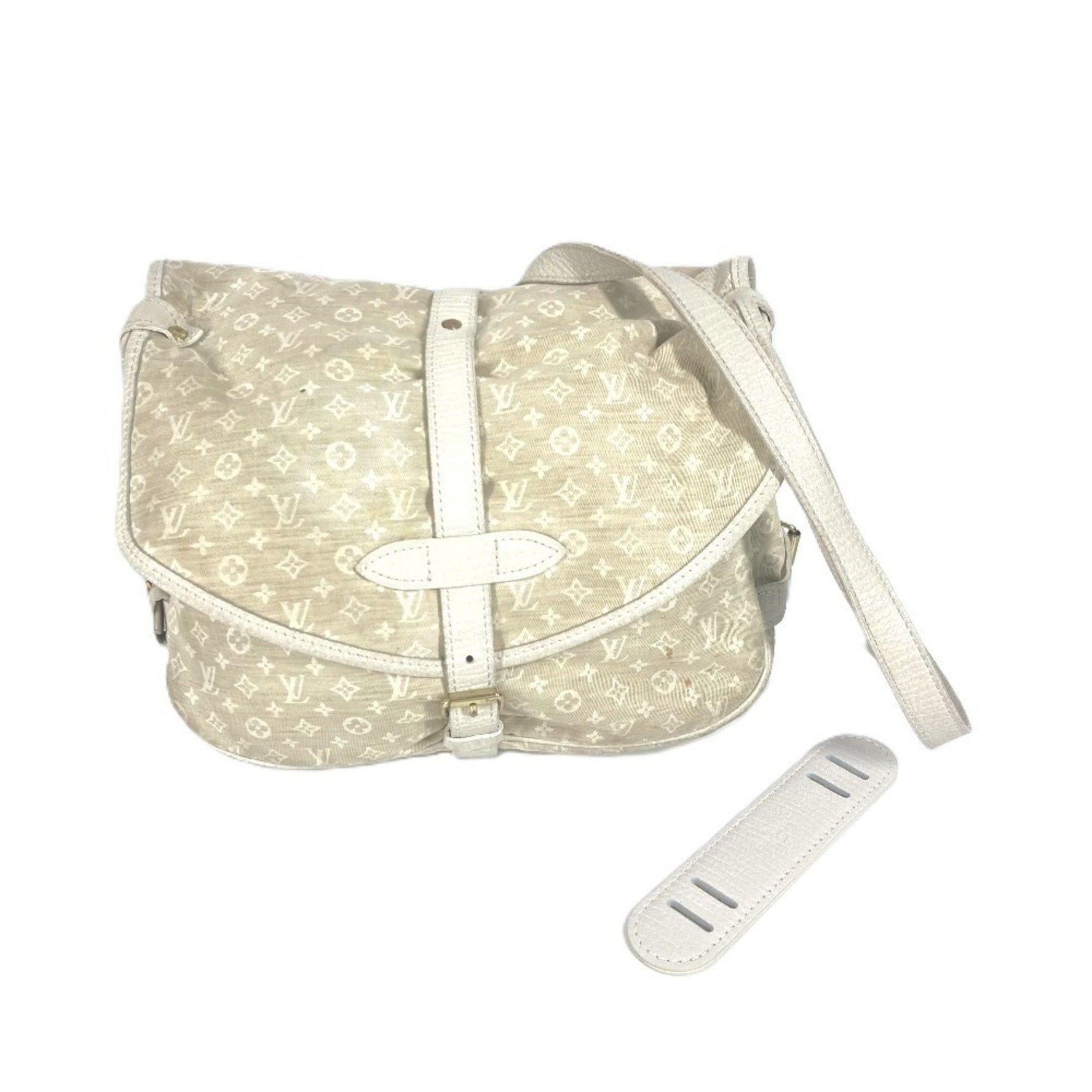 Louis Vuitton Monogram Minilan Saumur 30 Crossbody Bag Flap Shoulder Canvas Dune Beige
