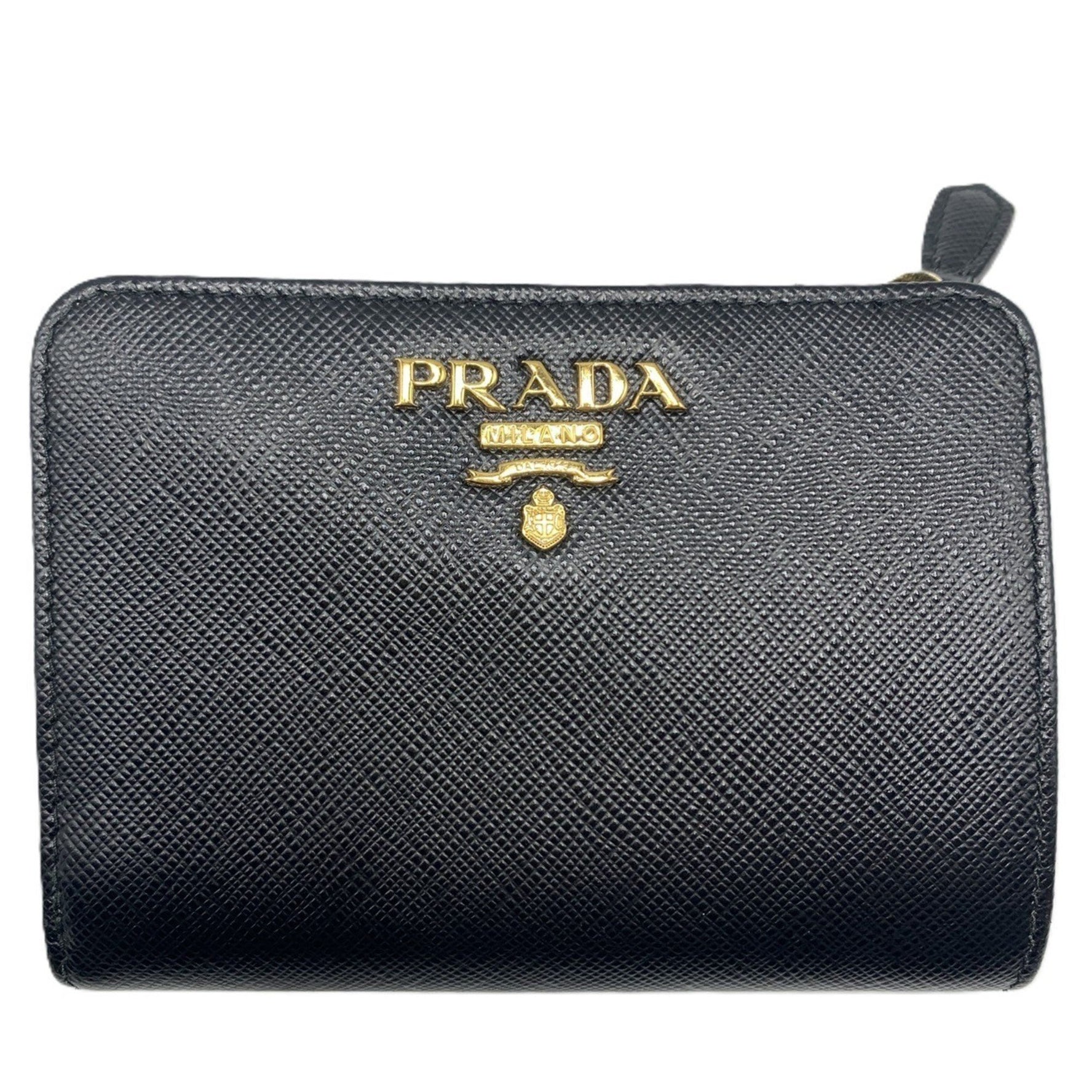 Prada Bi-fold Wallet 1ML018 Saffiano Leather Women's Black PRADA