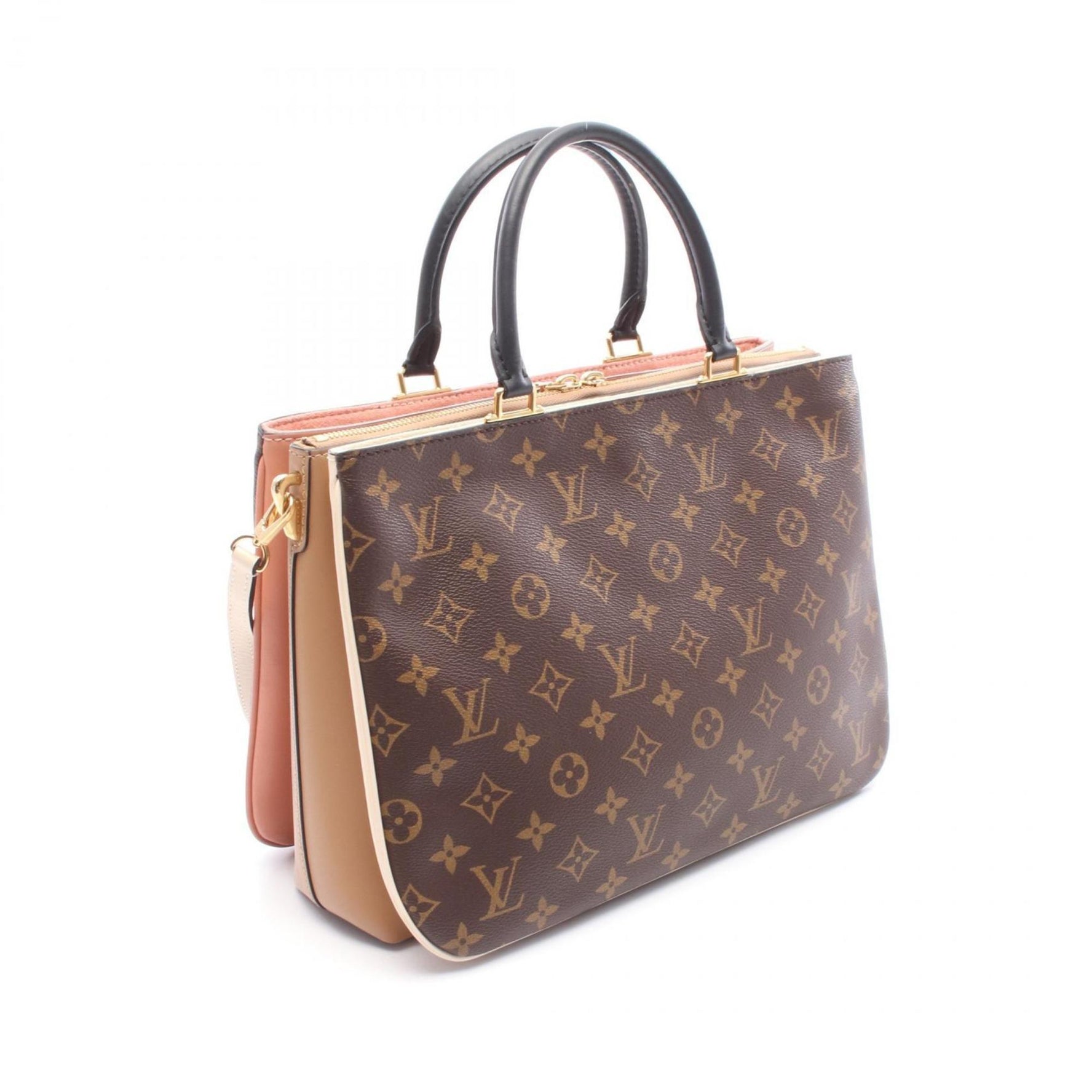 Louis Vuitton Mille-feuille Tote Bag, Coated Canvas and Leather, Monogram, Brown, Sesame, Peche
