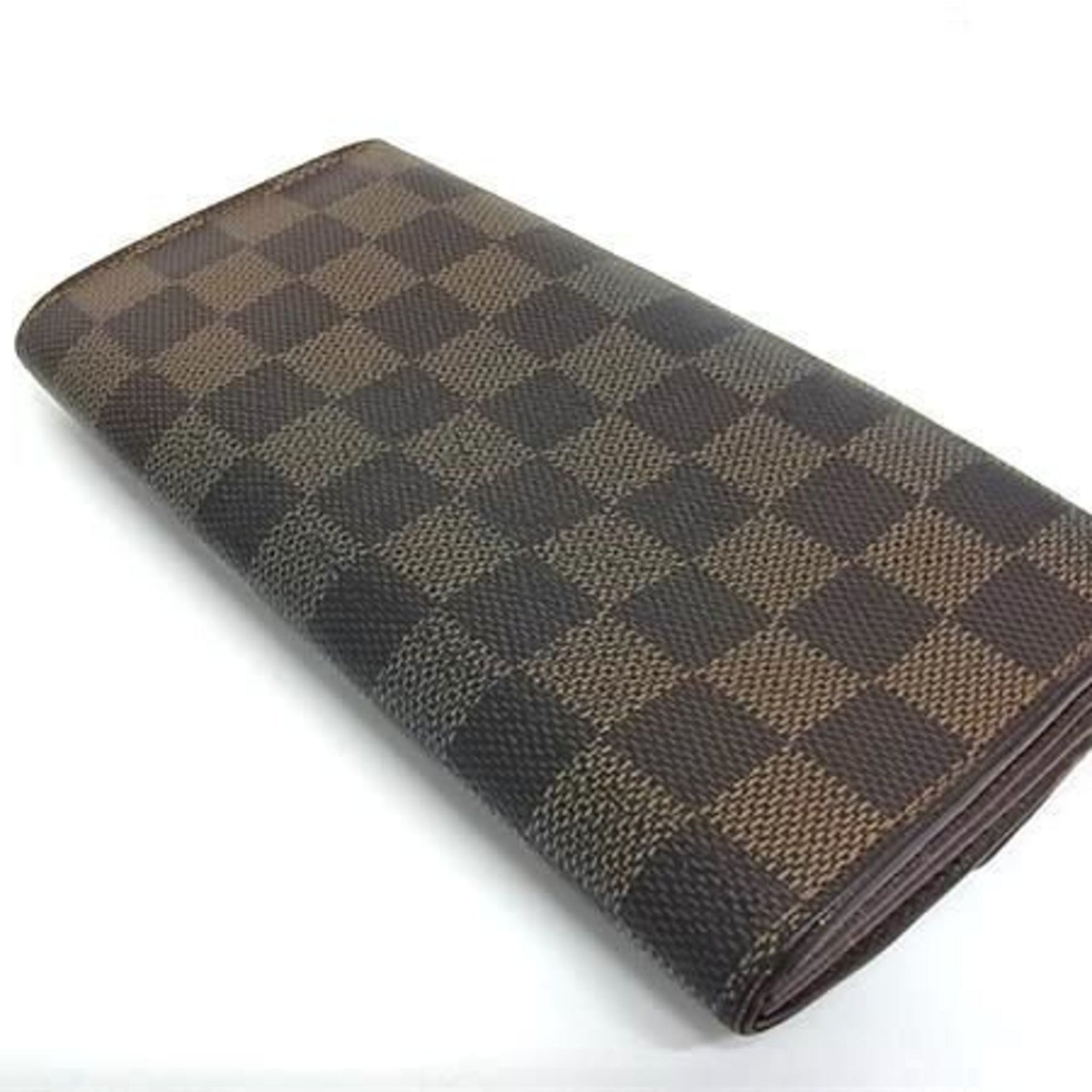 LOUIS VUITTON Damier Portefeuille Sarah Wallet N61726 Ebene Leather Bifold Long for Men and Women