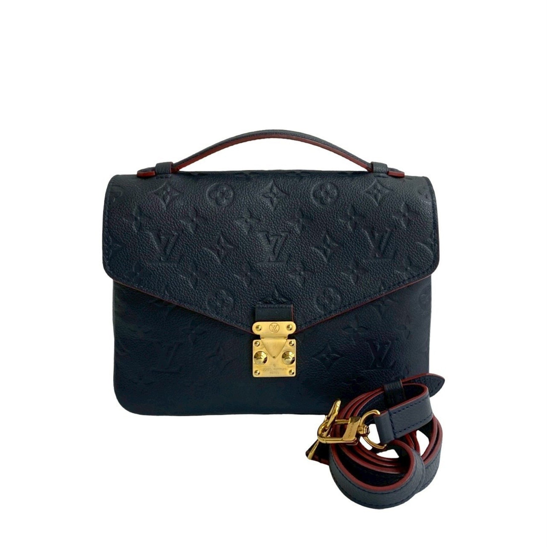 Louis Vuitton Pochette Metis MM Monogram Empreinte Leather Shoulder Bag/Handbag Navy
