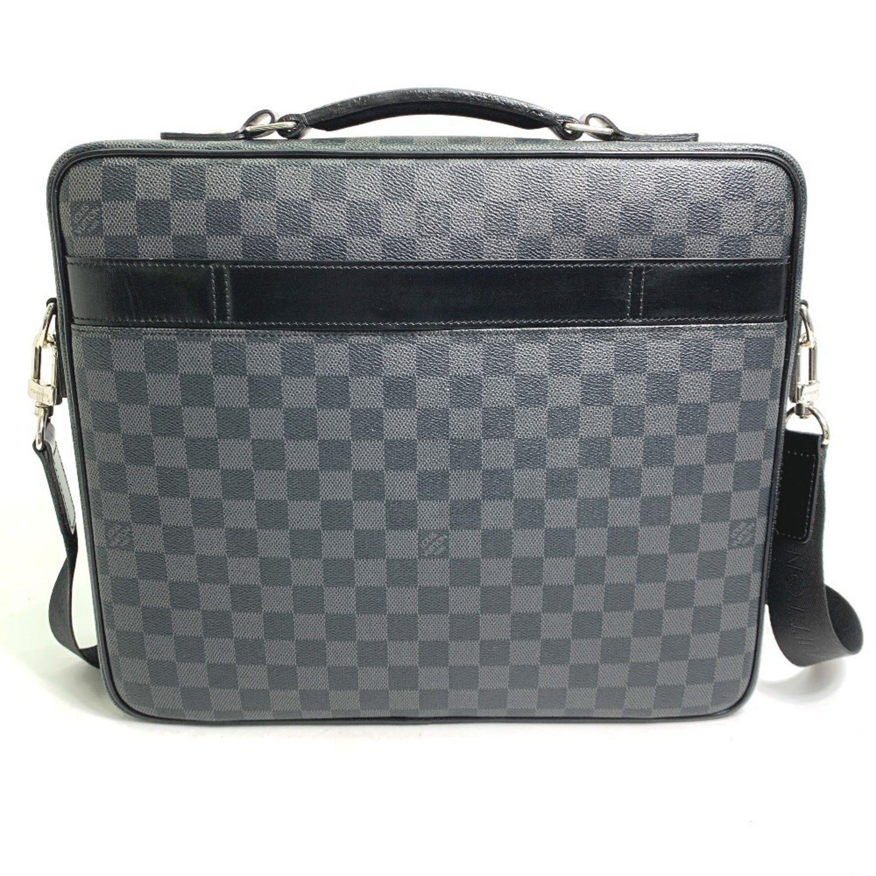LOUIS VUITTON N58030 Damier Graphite Steve 2-Way Shoulder Bag, Business Canvas, Men's, Black