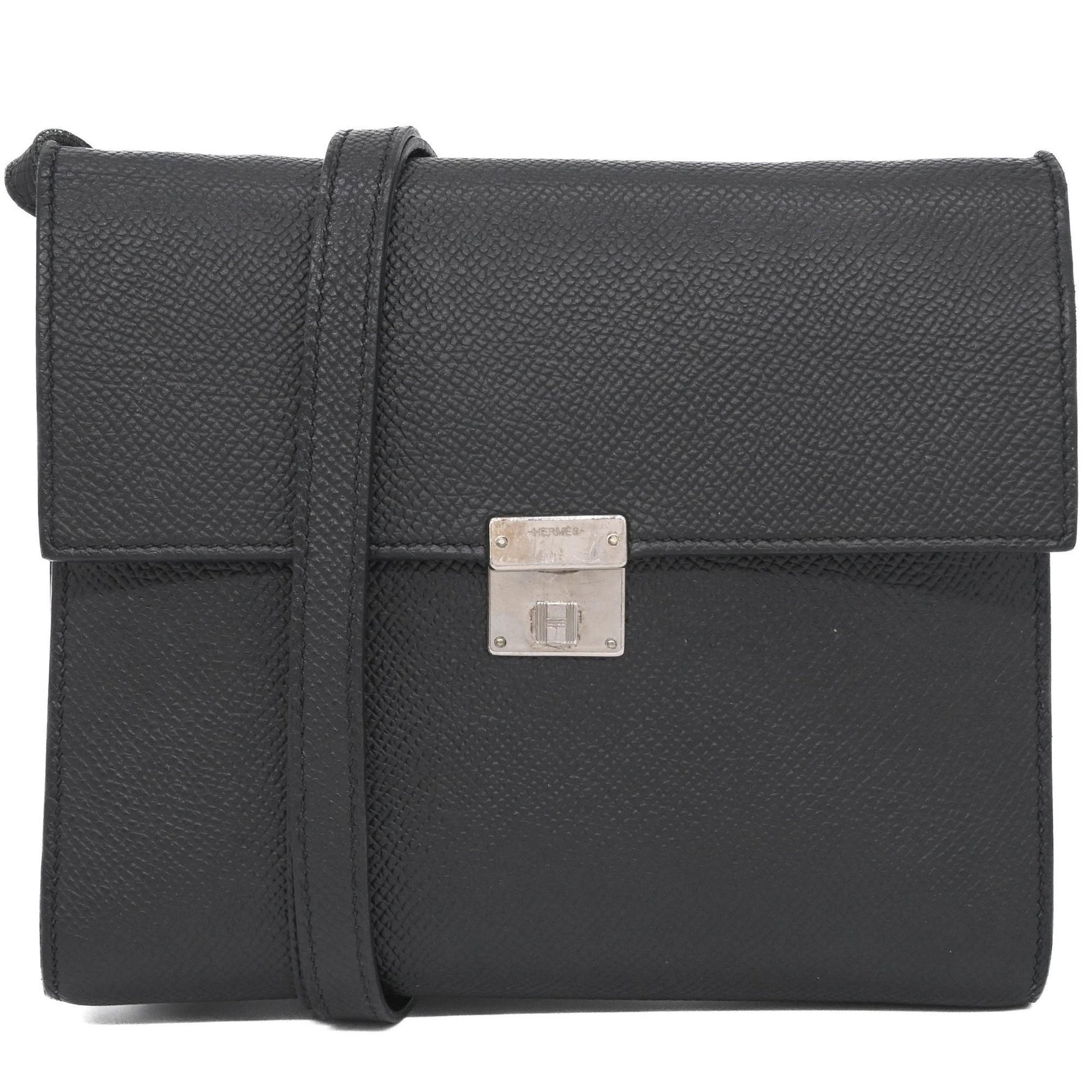 HERMES Click 16 Mini Shoulder Bag with Pouch Wallet in Epsom Leather, Black #C