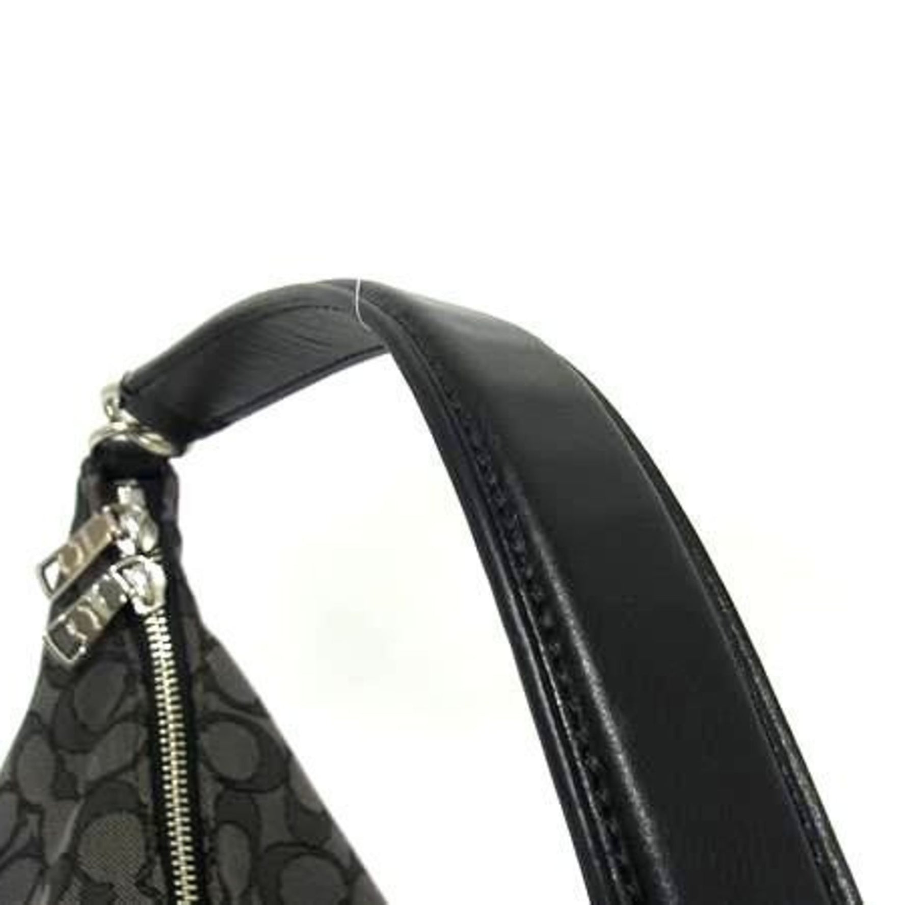 COACH Signature Shoulder Bag Gray Black Canvas Leather