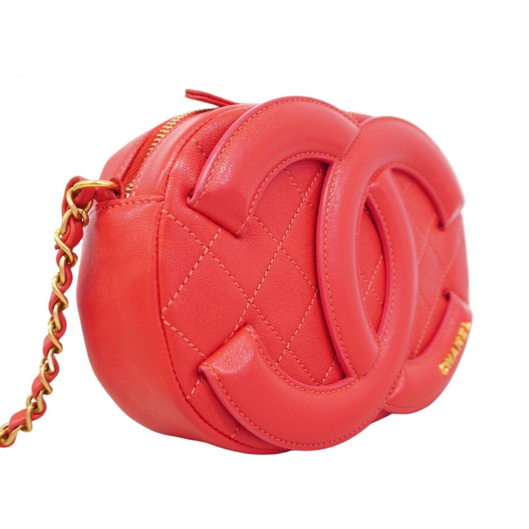 Chanel Matelasse Chain Shoulder Bag, Lambskin, Red