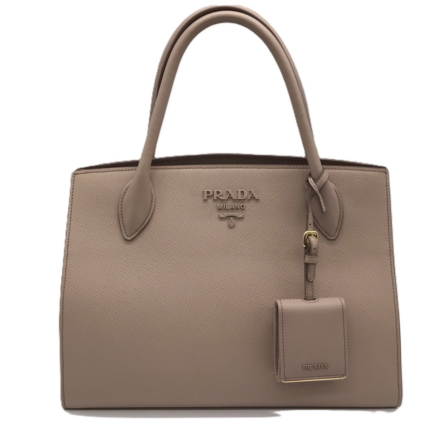 Prada Monochrome Bag Saffiano Beige Women's Handbag 1BA156 PRADA