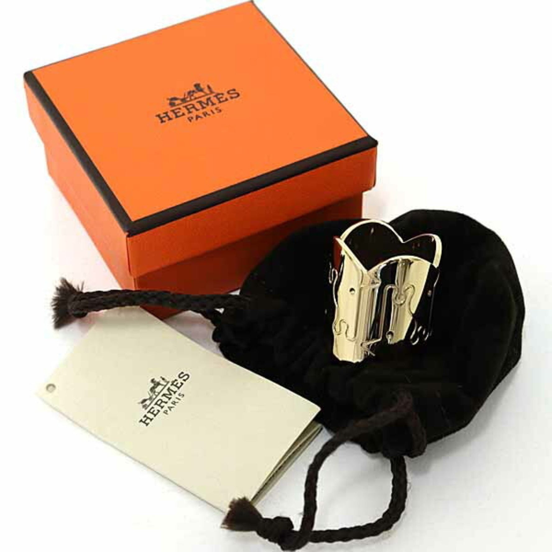 Hermes Hermès Parthenon scarf ring for carré, brass, 00, permanent unused