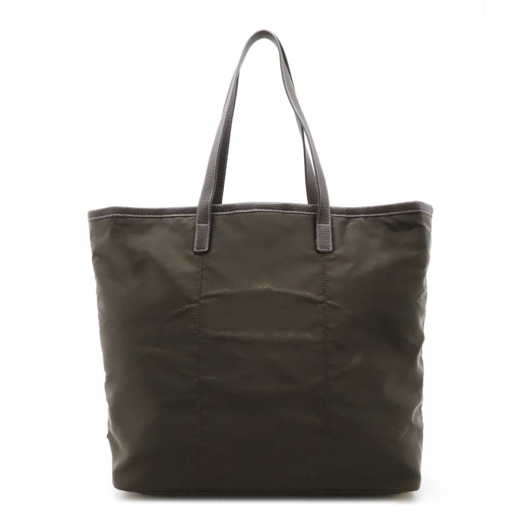 PRADA Prada Jacquard Tote Bag Shoulder Nylon Leather CAFFE Dark Khaki BR4634
