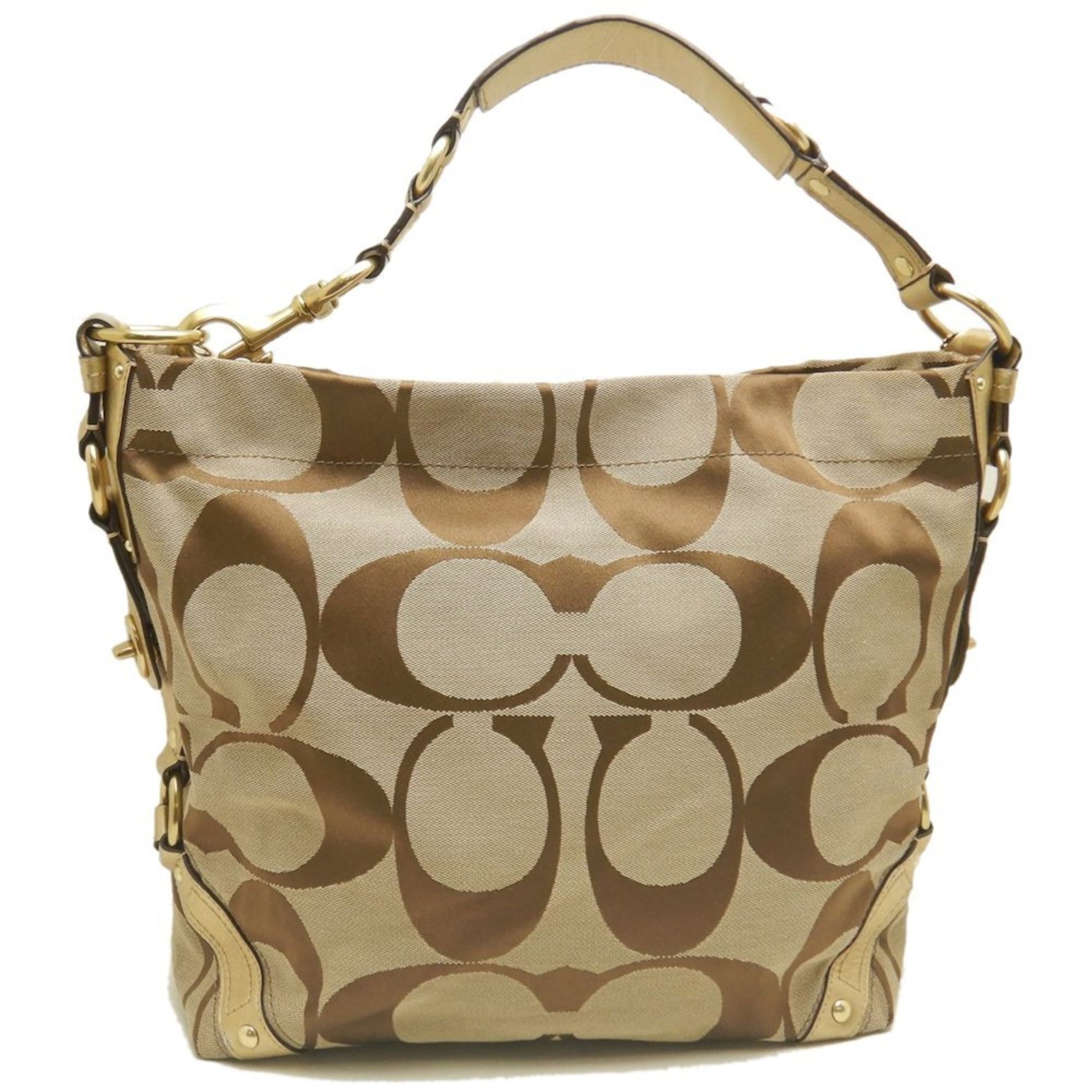 COACH Signature Bag Canvas and Leather Beige/Brown Outlet