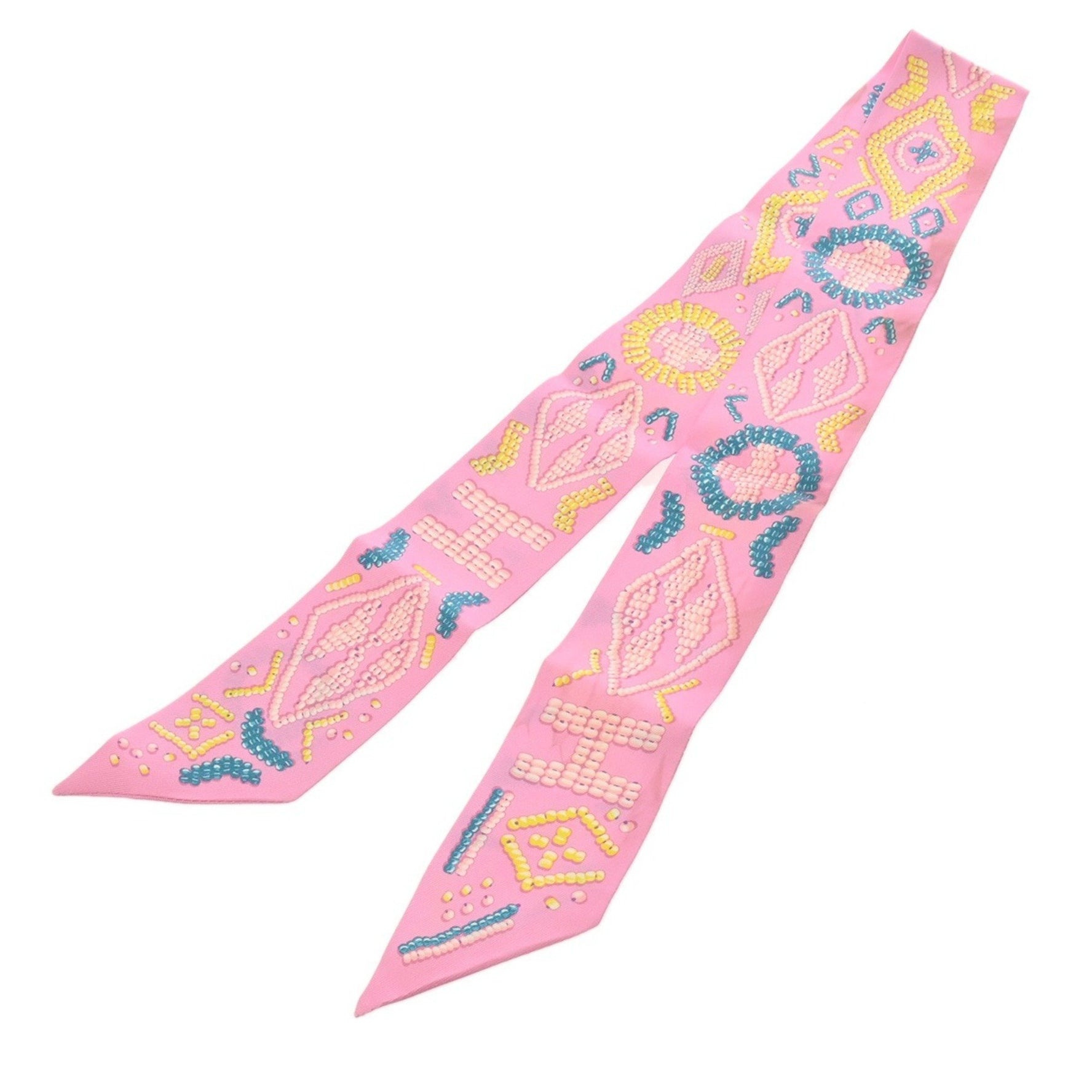 HERMES Twilly Kelly en Perles Multicolor 100% Silk Scarf/Muffler, Condition: AB, Pre-owned, Ginzo