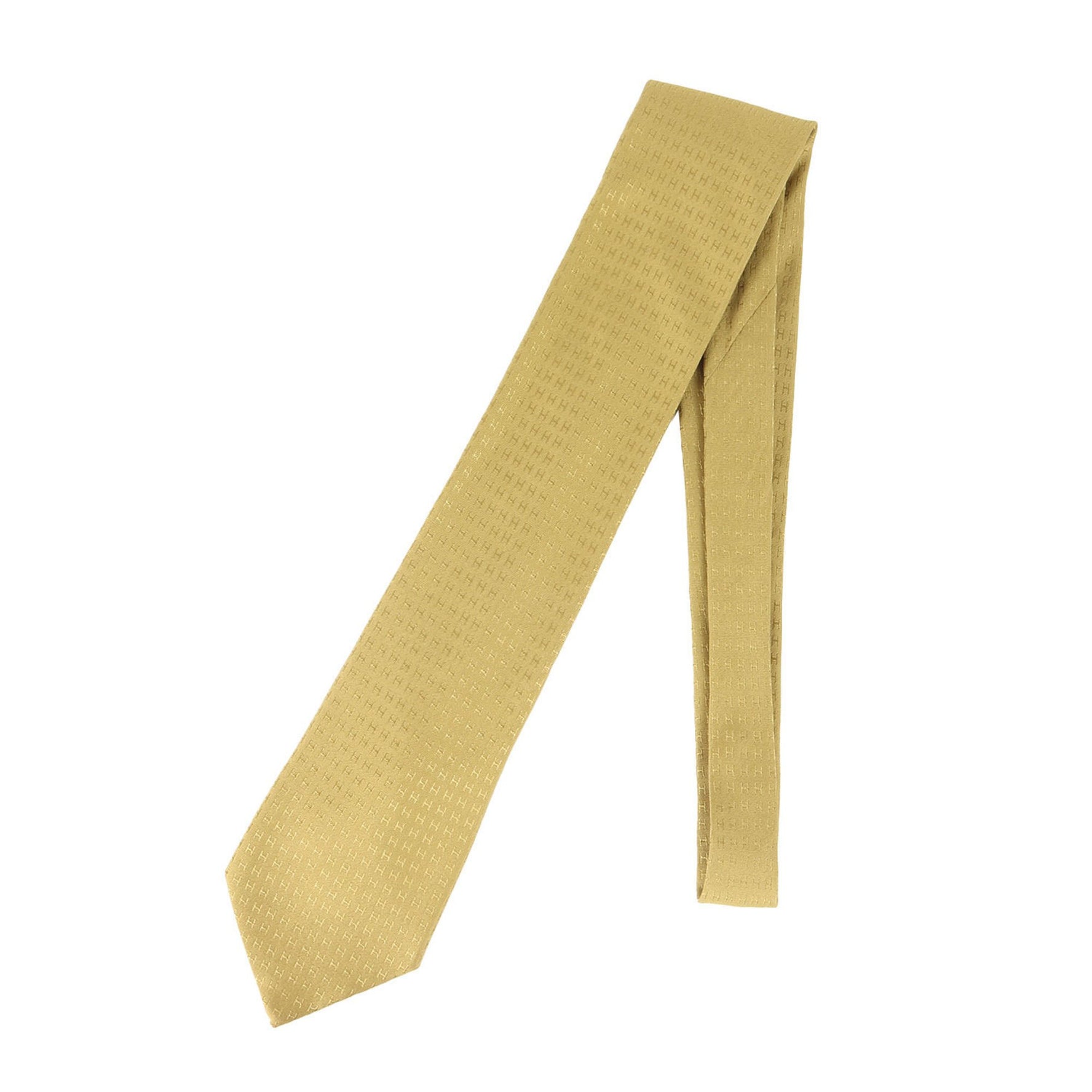 HERMES Faconne H Jacquard Silk Tie, Light Green