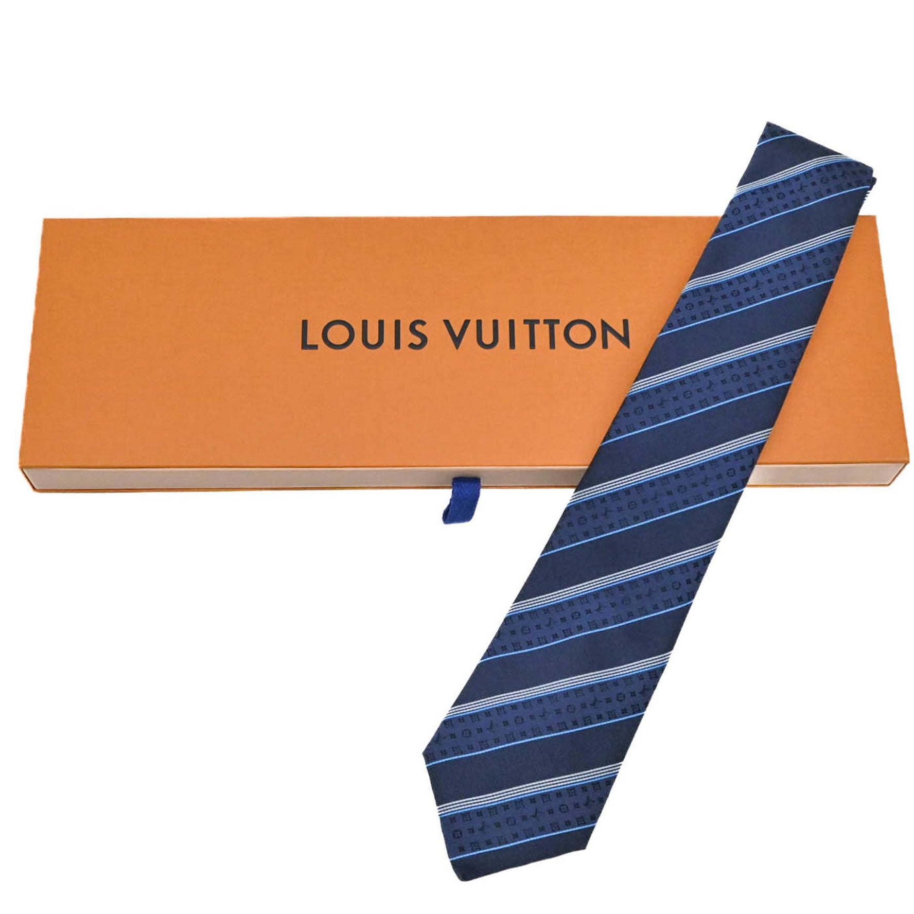Louis Vuitton Necktie Cravat Monogram Silk Stripe