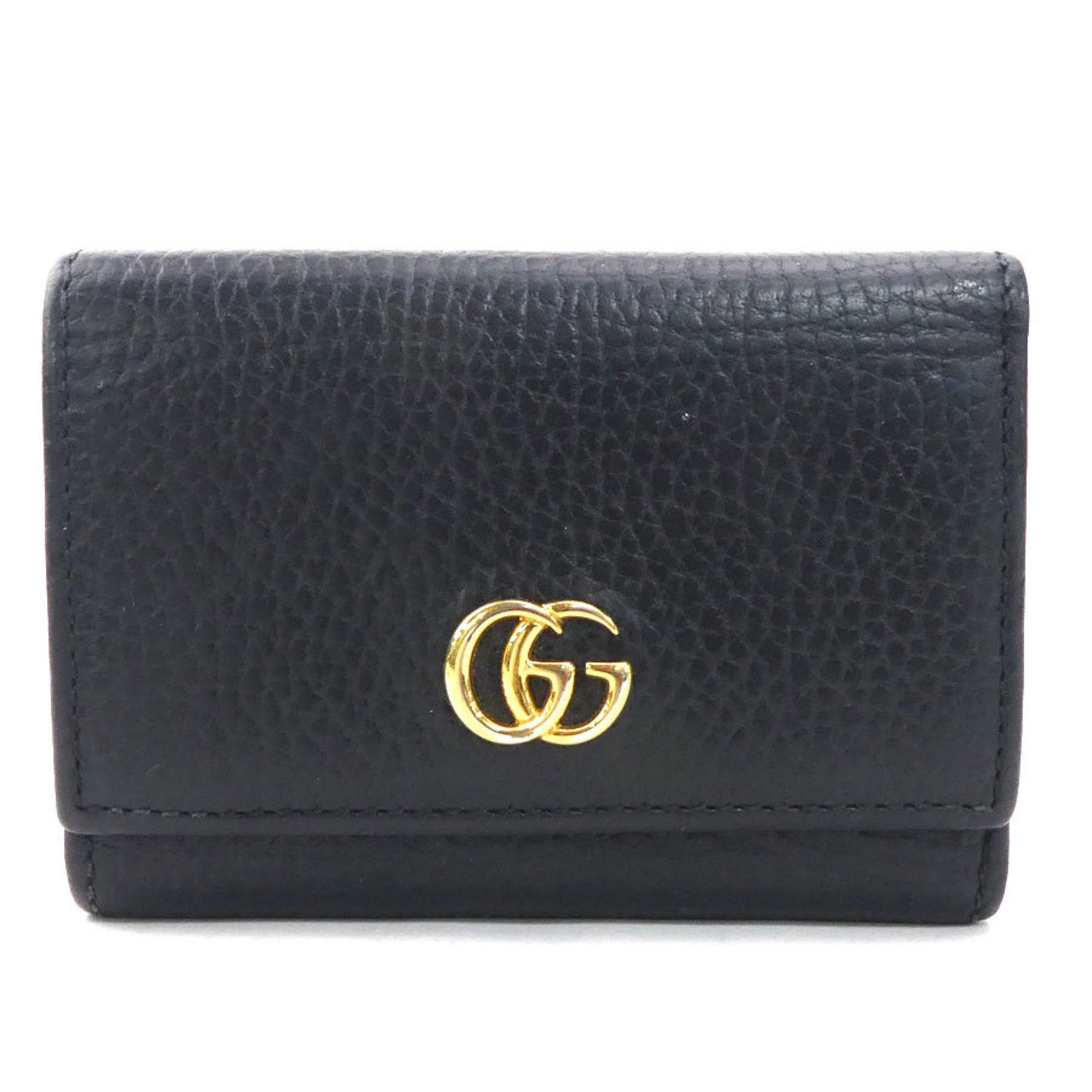 GUCCI Tri-fold wallet Leather Black Men's Women's t19664a